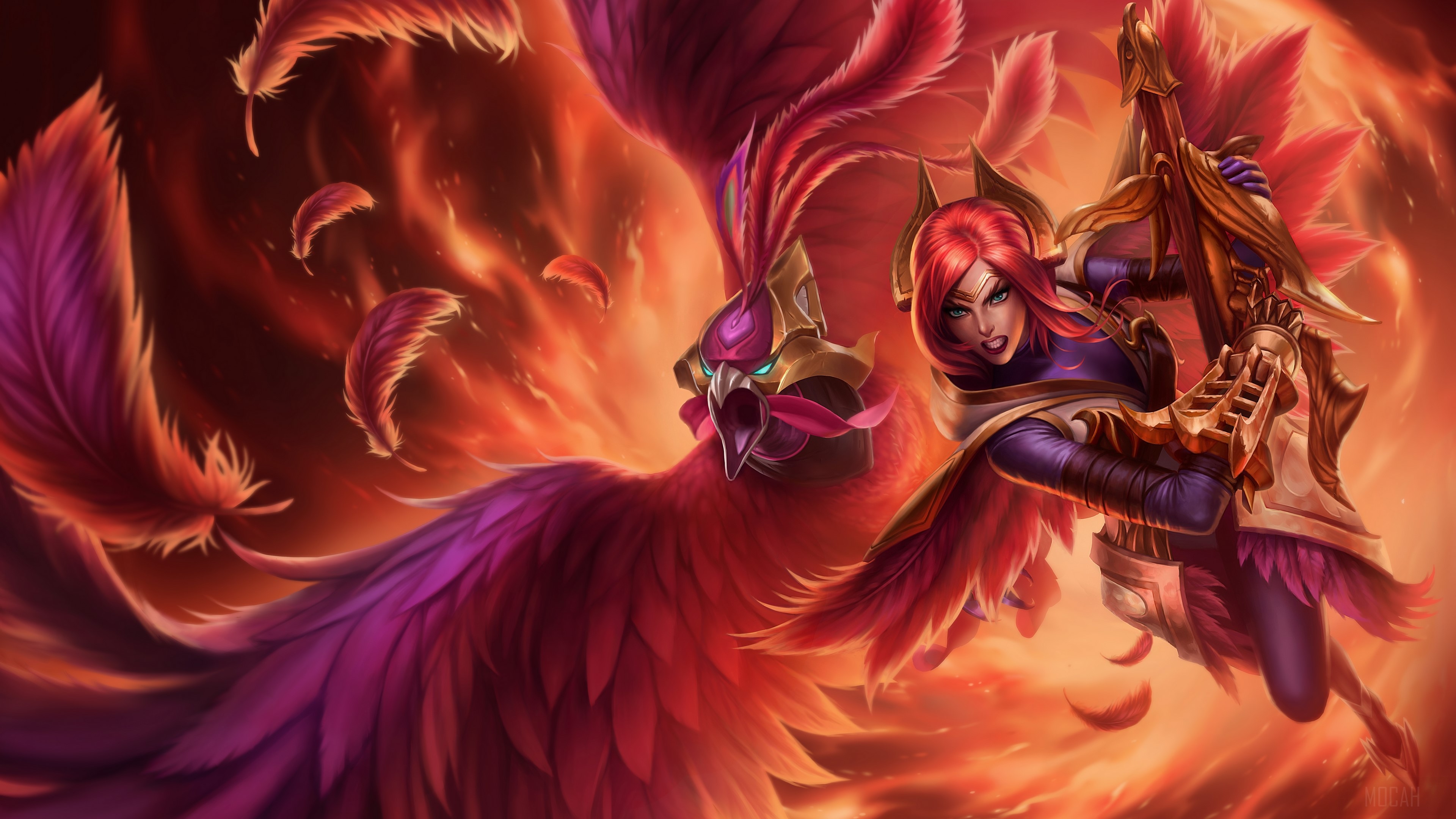 Quinn from League of Legends with a phoenix HD Wallpaper