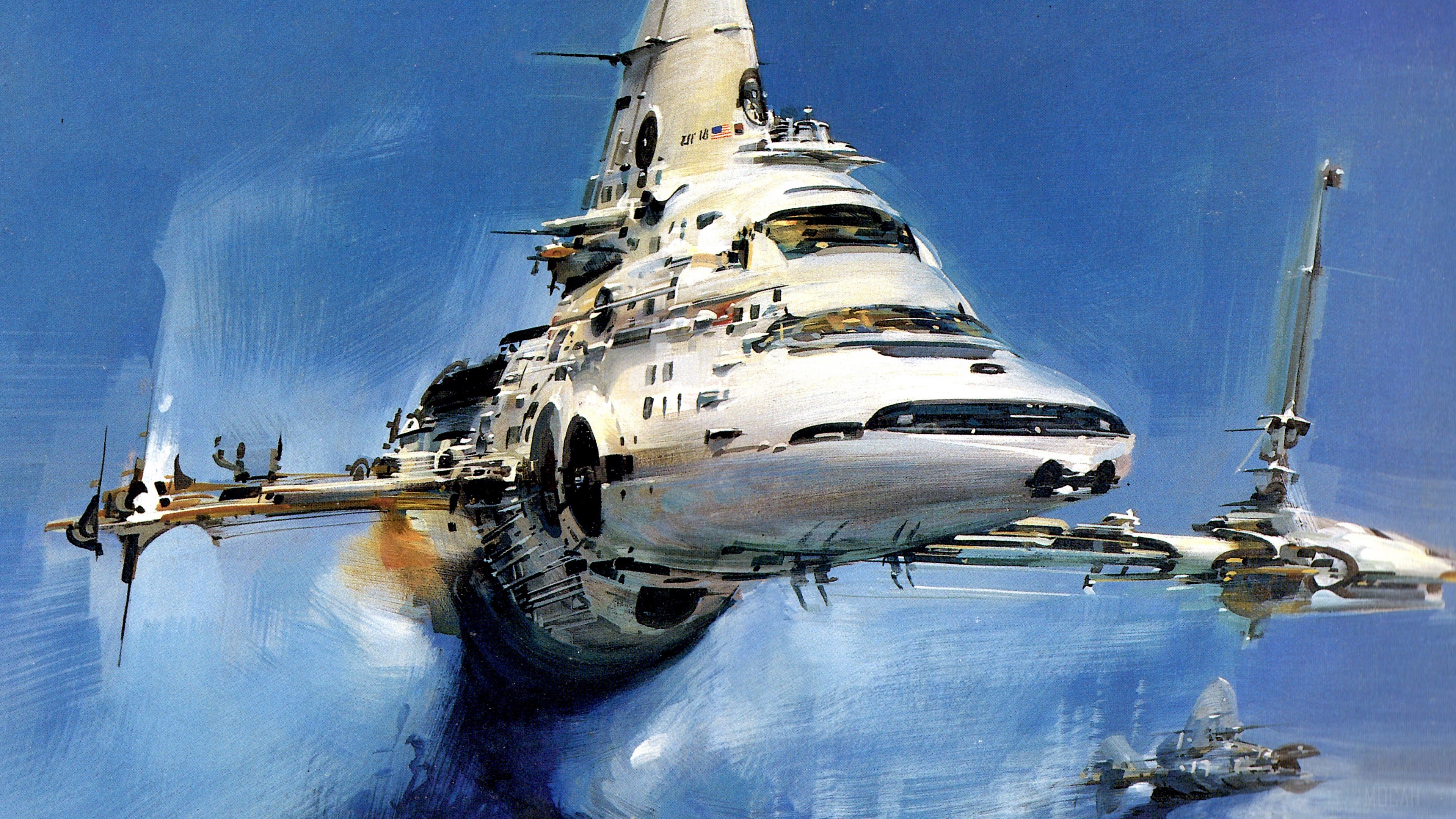 Spaceship in the sky HD Wallpaper