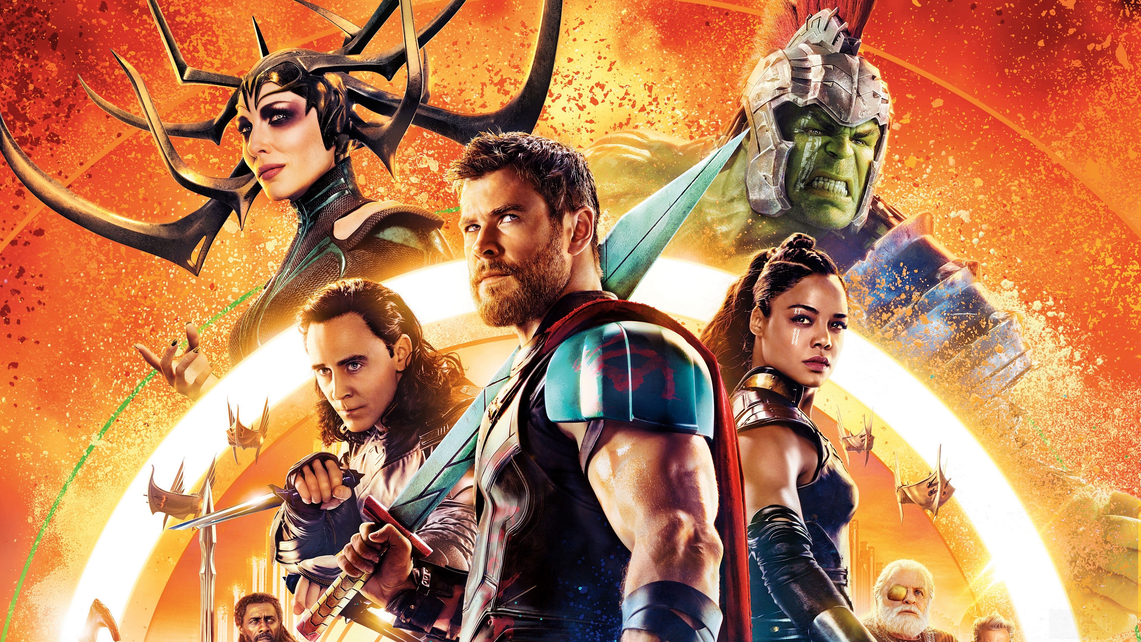 Thor: Ragnarok characters Hela, Loki, Thor, Valkyrie, Hulk, Odin HD Wallpaper
