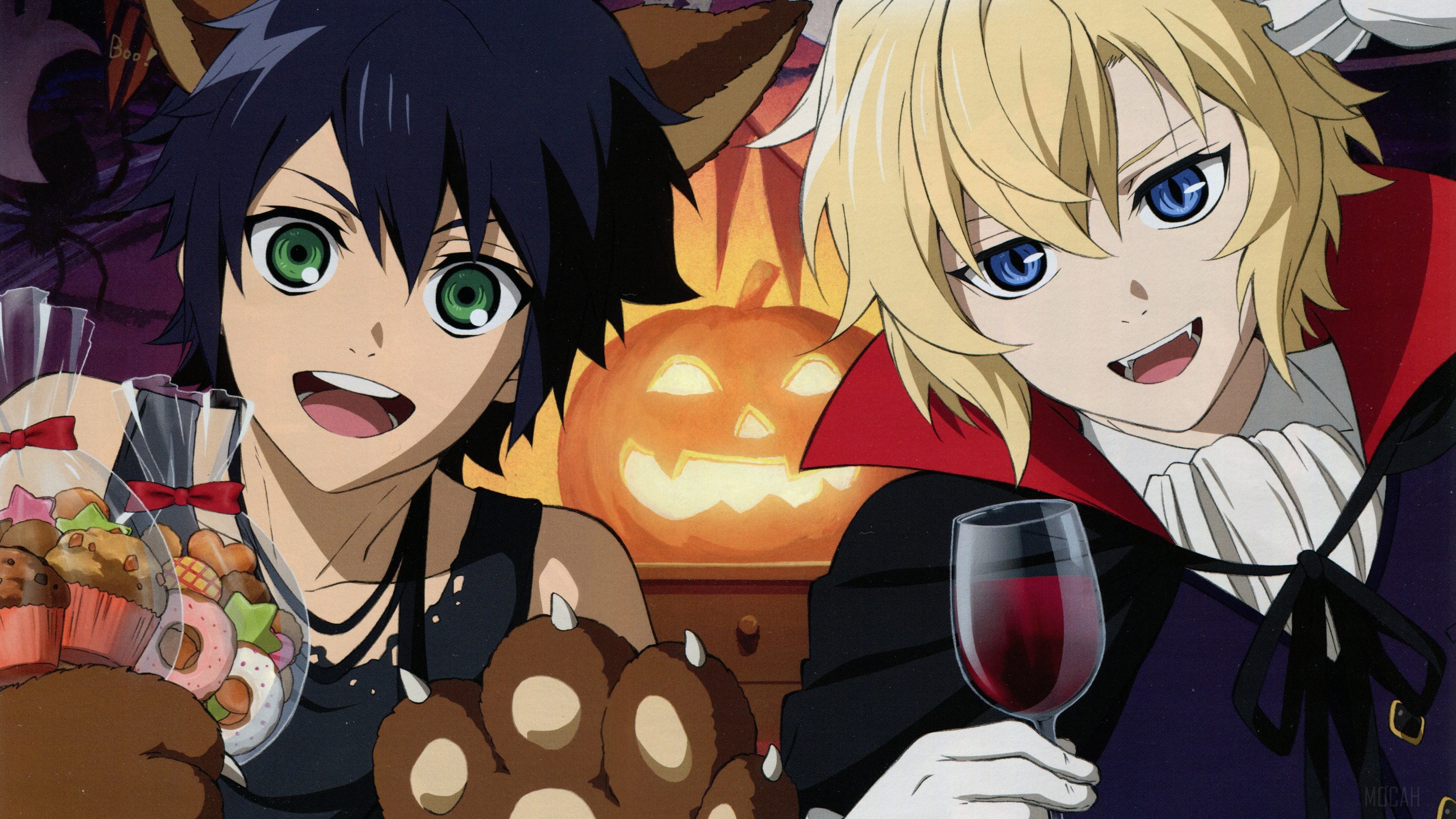 Yūichirō Hyakuya and Mikaela Hyakuya Halloween 4K HD Wallpaper