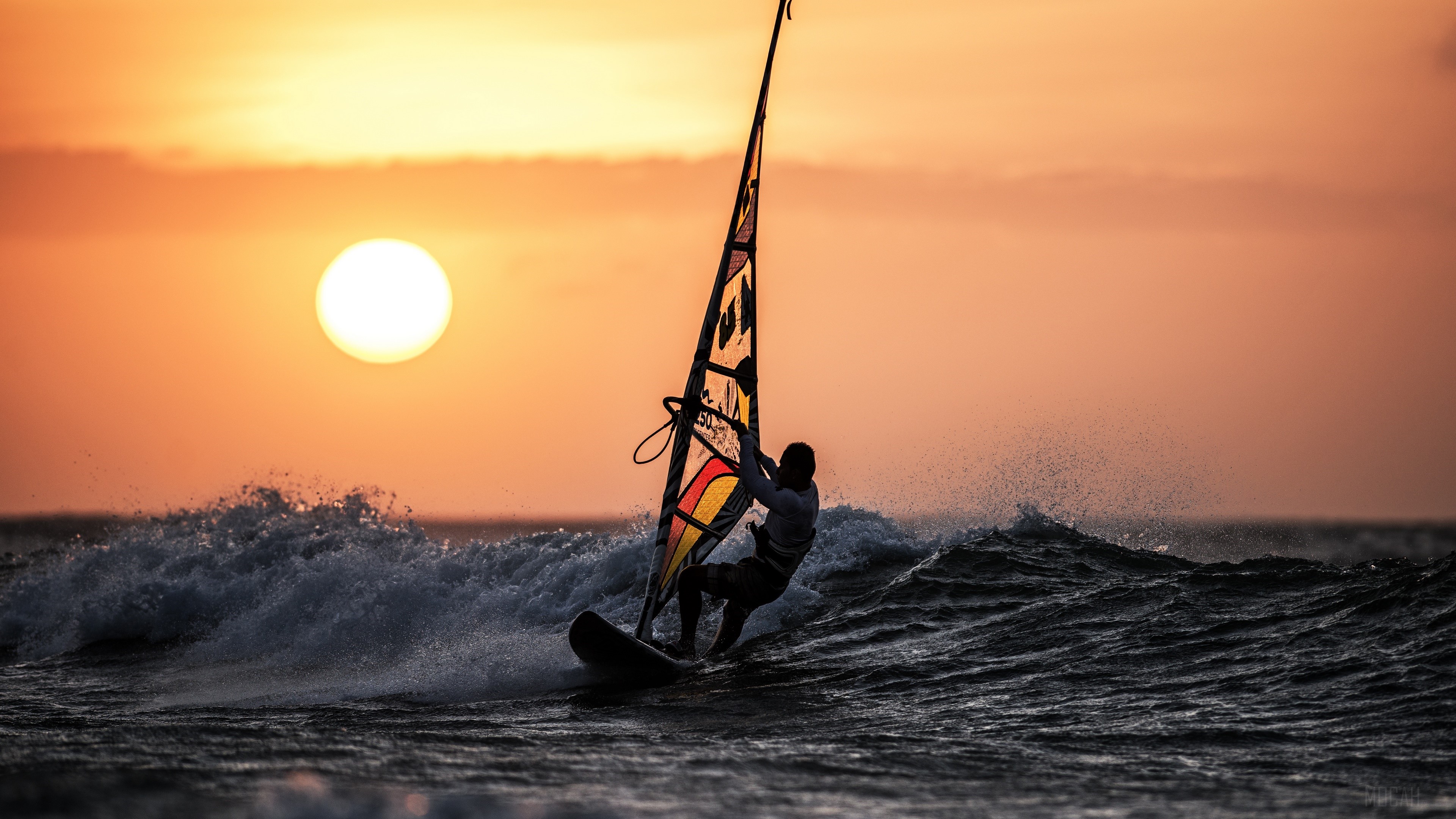 Windsurfing at Sunset 4K HD Wallpaper