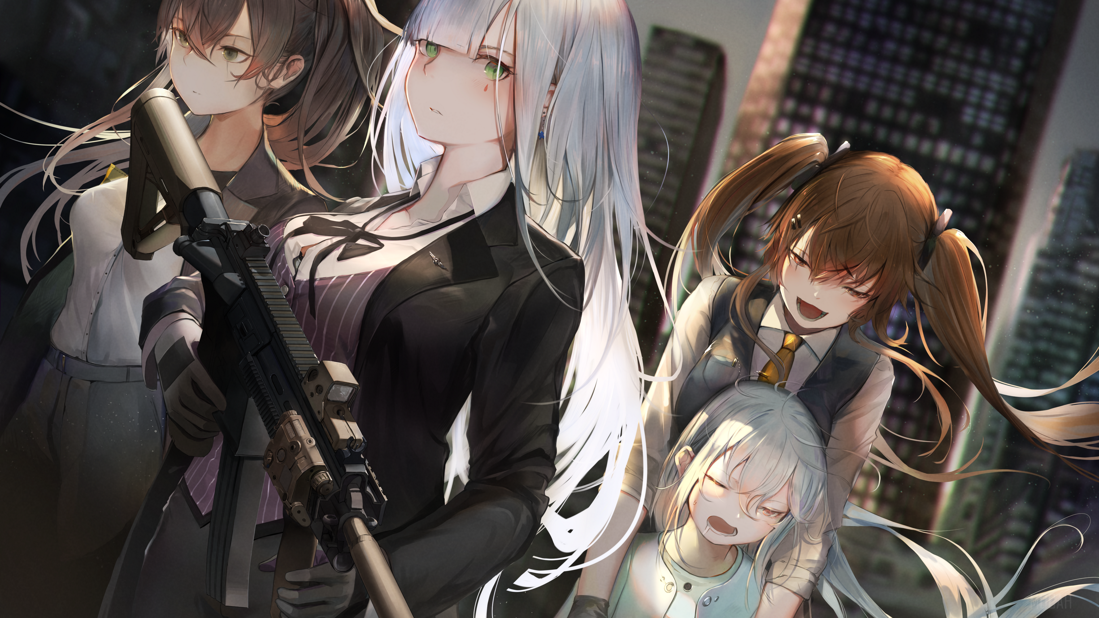 Girls' Frontline characters HK416, UMP45, G11, UMP9 4K HD Wallpaper