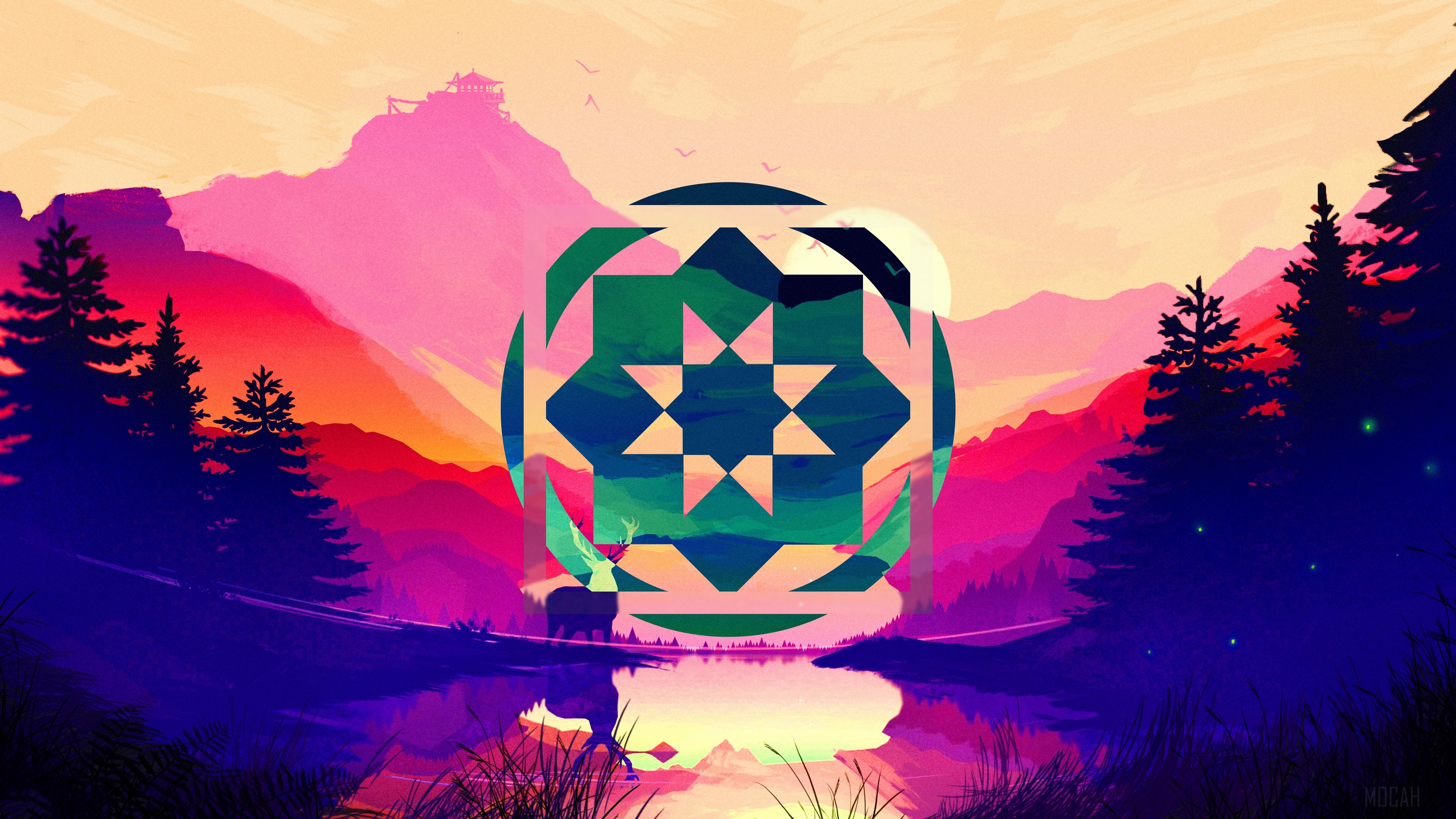 Firewatch Polyscape Scenic Shapes 4K HD Wallpaper