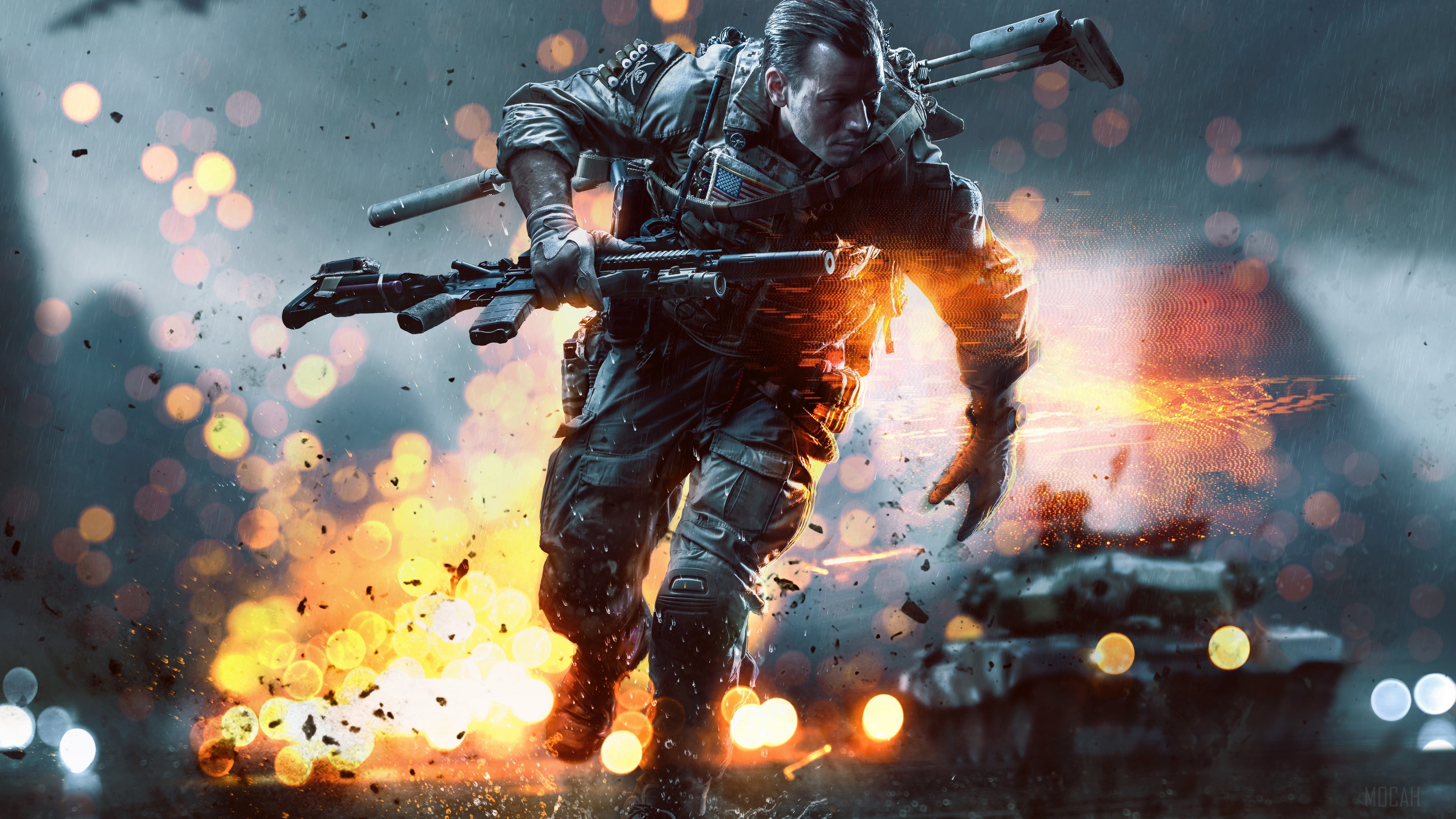 Soldier running with rifle in Battlefield 4K HD Wallpaper