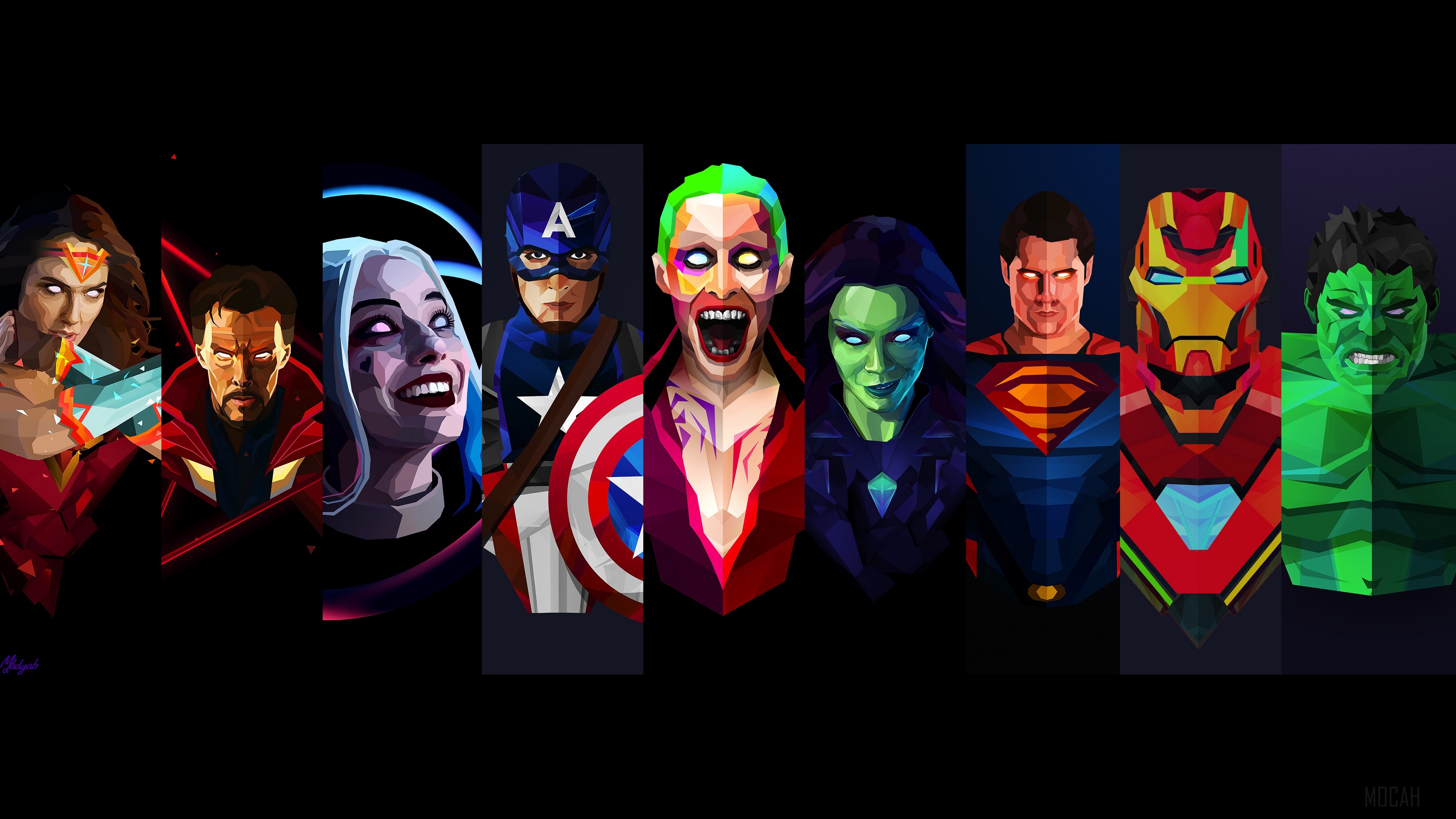 Wonder Woman, Doctor Strange, Harley Quinn, Captain America, Joker, Gamora, Superman, Iron Man, Hulk 4K HD Wallpaper