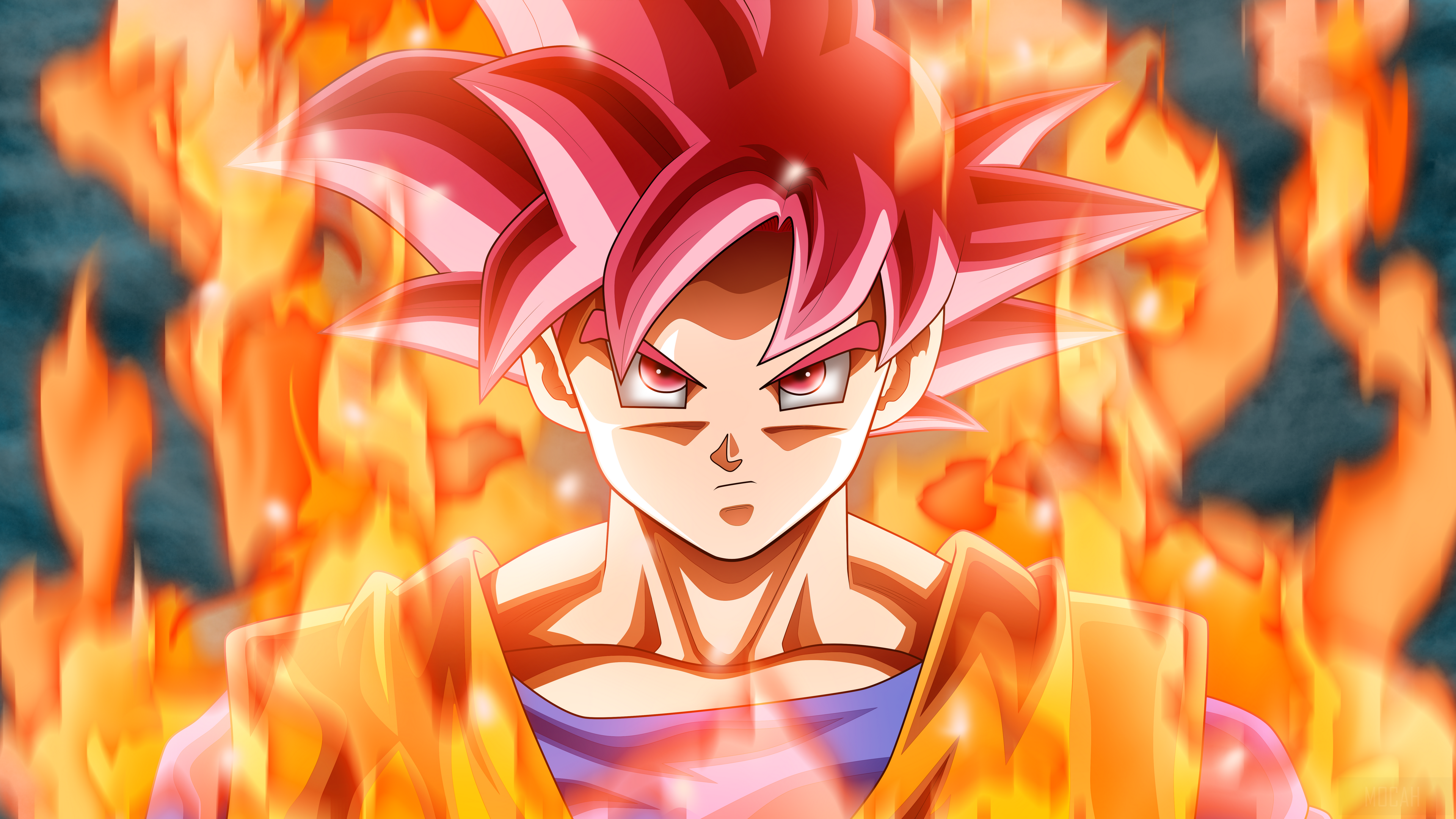Goku from Dragon Ball Z in Super Saiyan God form HD Wallpaper