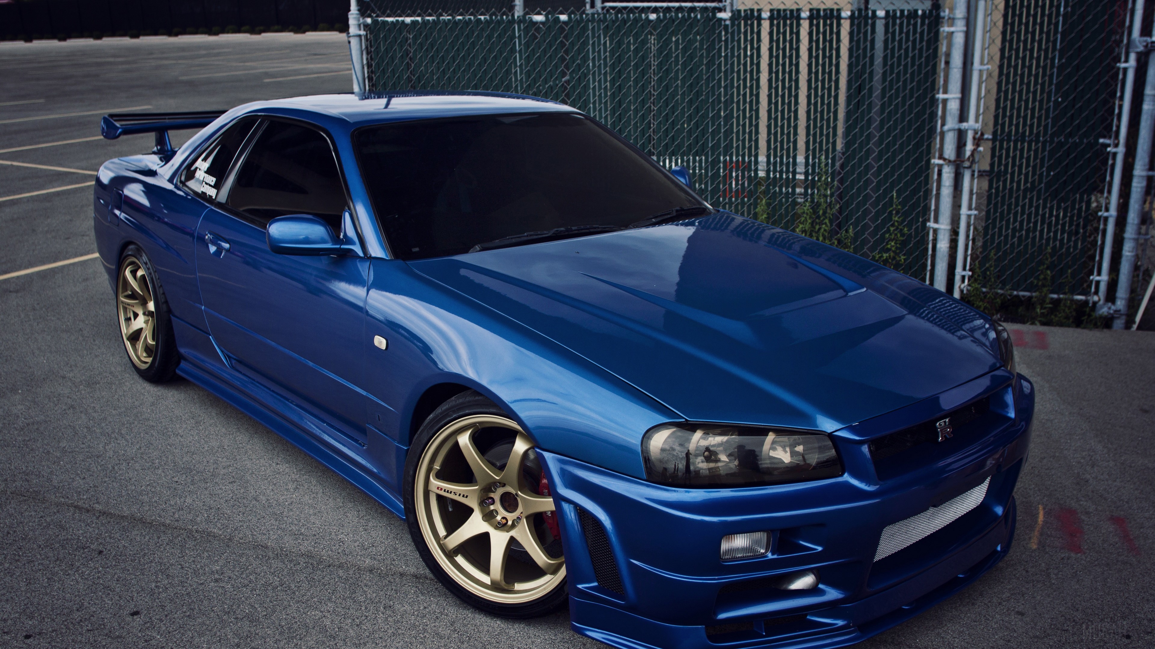 Blue Nissan Skyline GT-R R34 4K HD Wallpaper