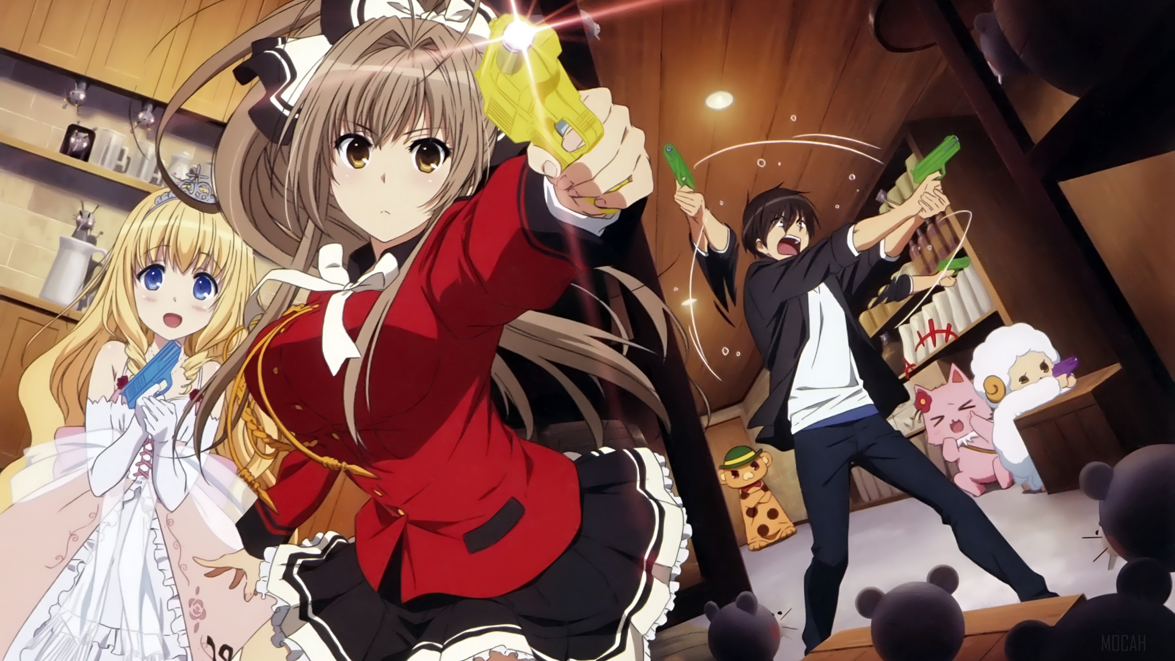 Isuzu Sento, Latifa Fleuranza, Seiya Kanie from Amagi Brilliant Park 4K HD Wallpaper