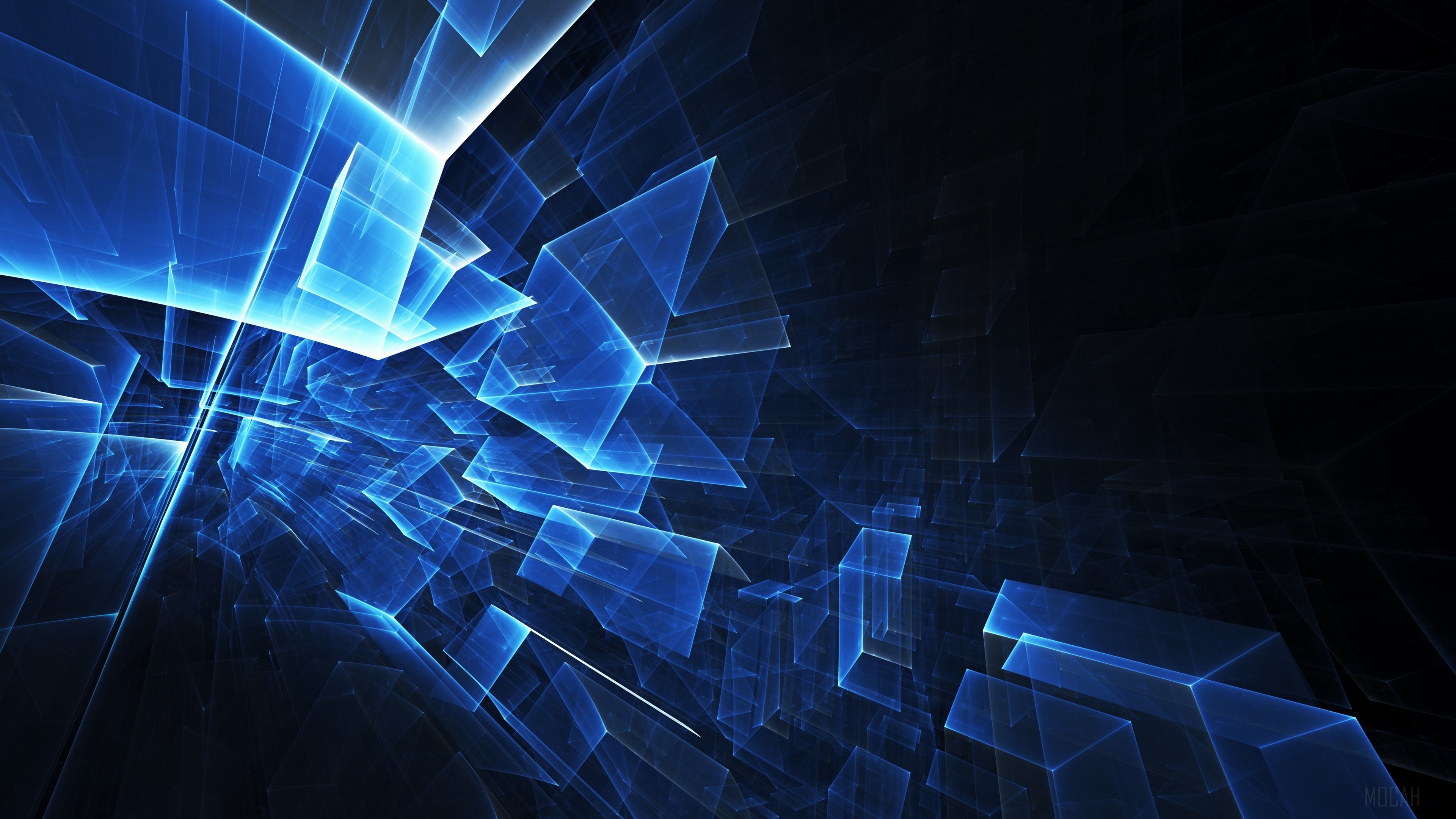 Abstract Blue Geometric Shapes in 4K HD Wallpaper