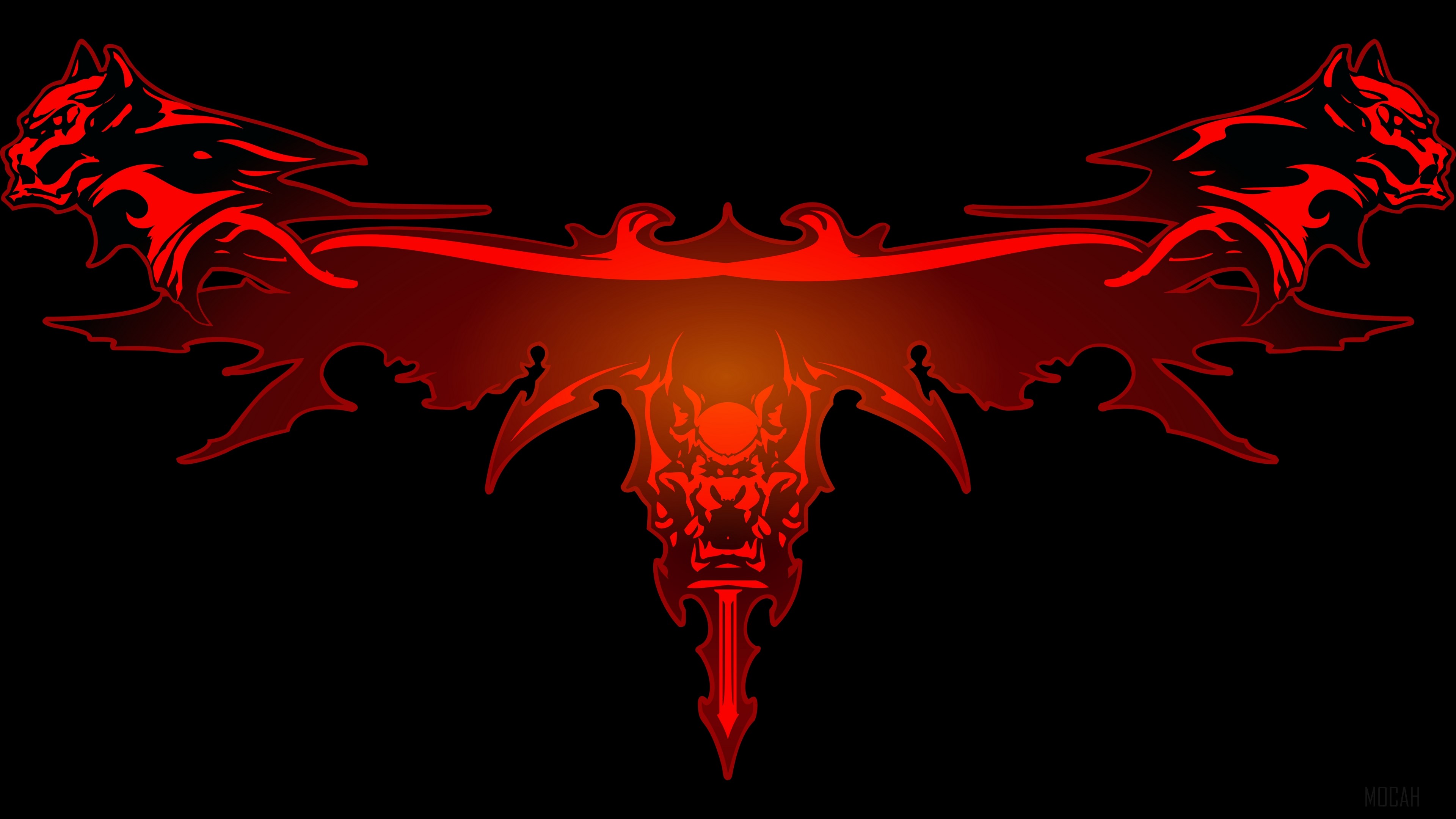 Tribal wolf and demon design HD Wallpaper