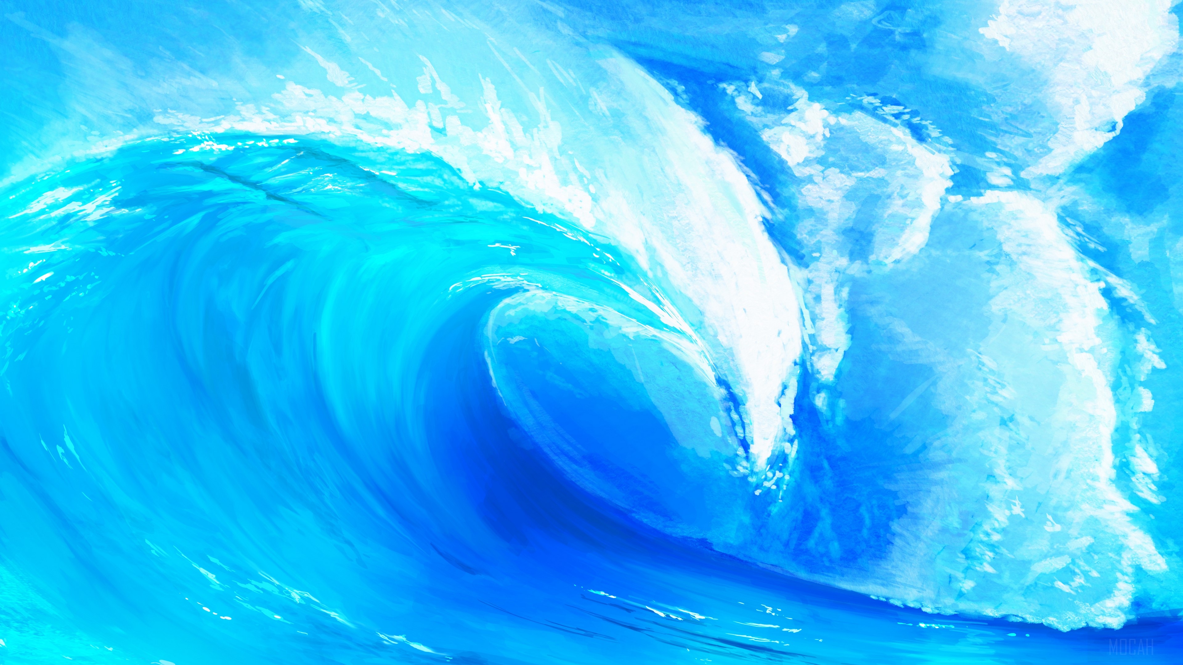 Blue Ocean Wave 4K HD Wallpaper