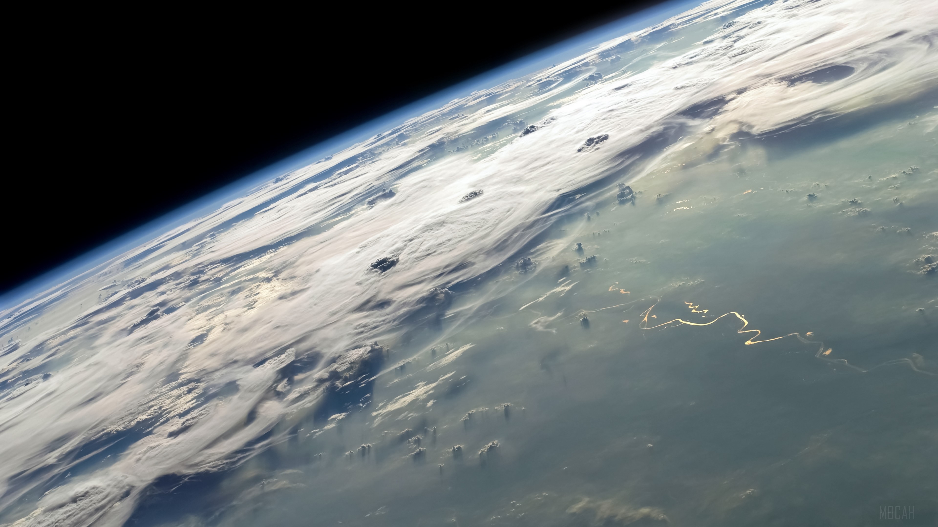 Earth's Horizon with Clouds and Space 4K HD Wallpaper