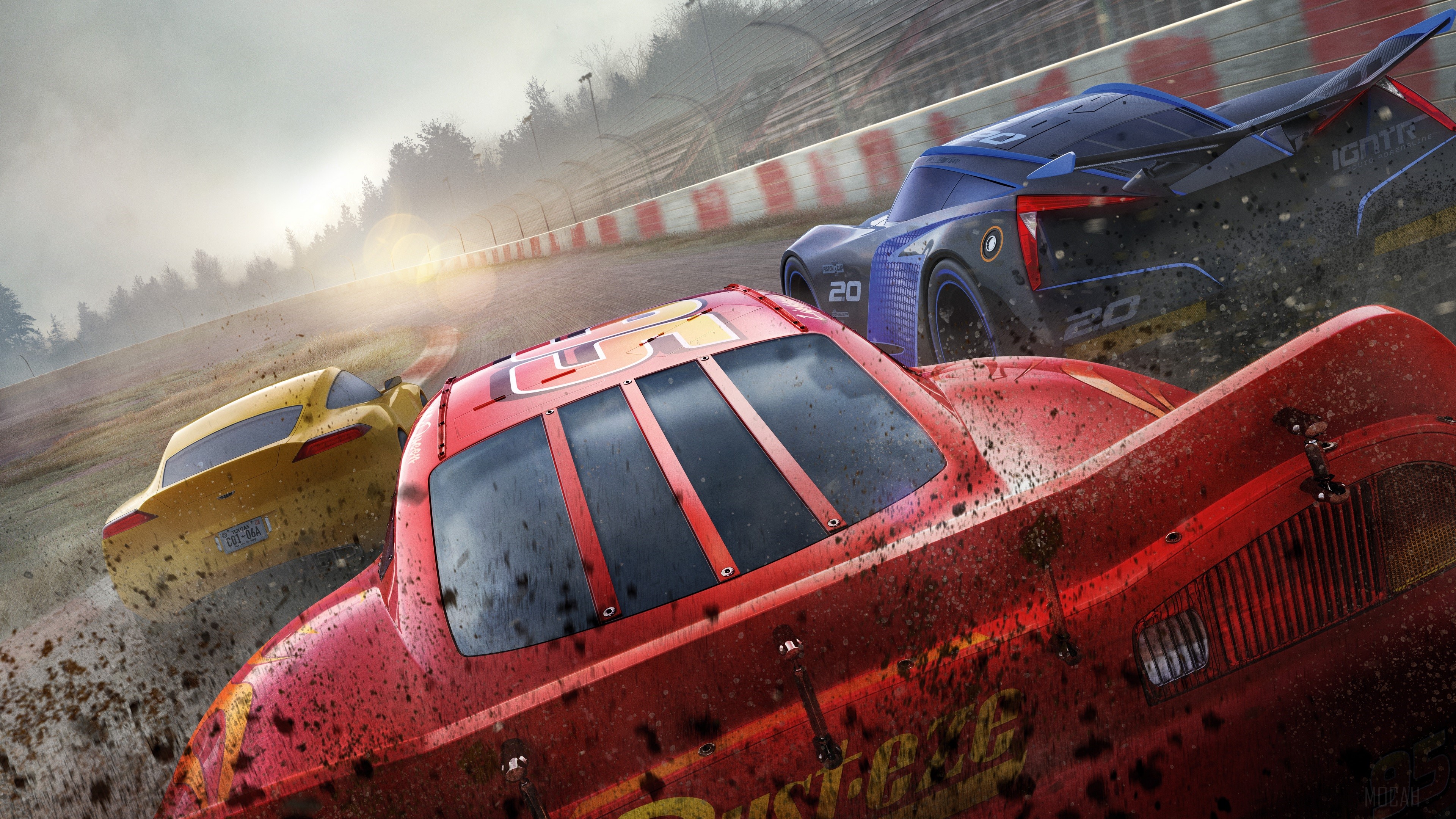 Lightning McQueen Racing Scene 4K HD Wallpaper