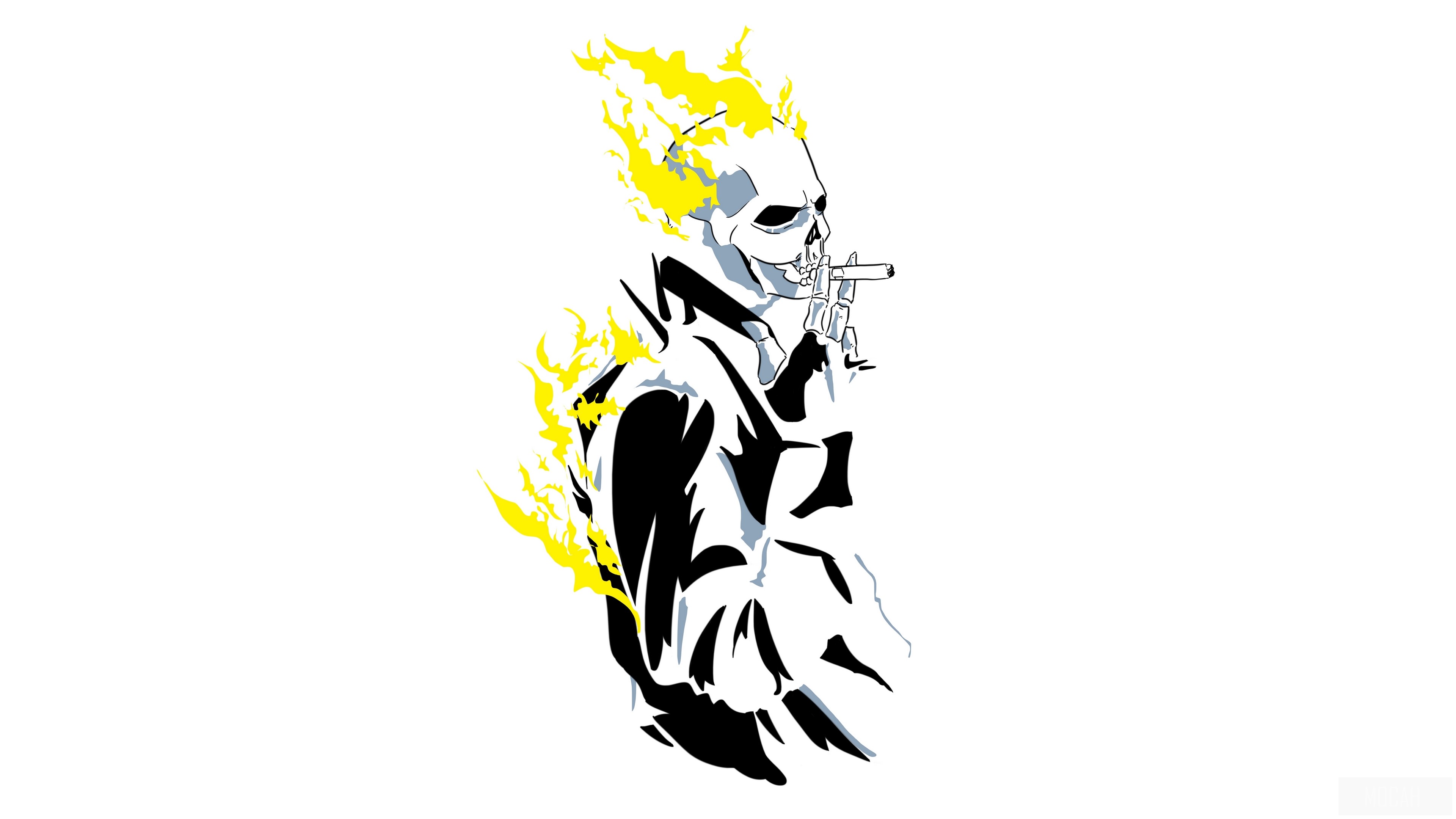 Ghost Rider smoking a cigarette with flames HD Wallpaper