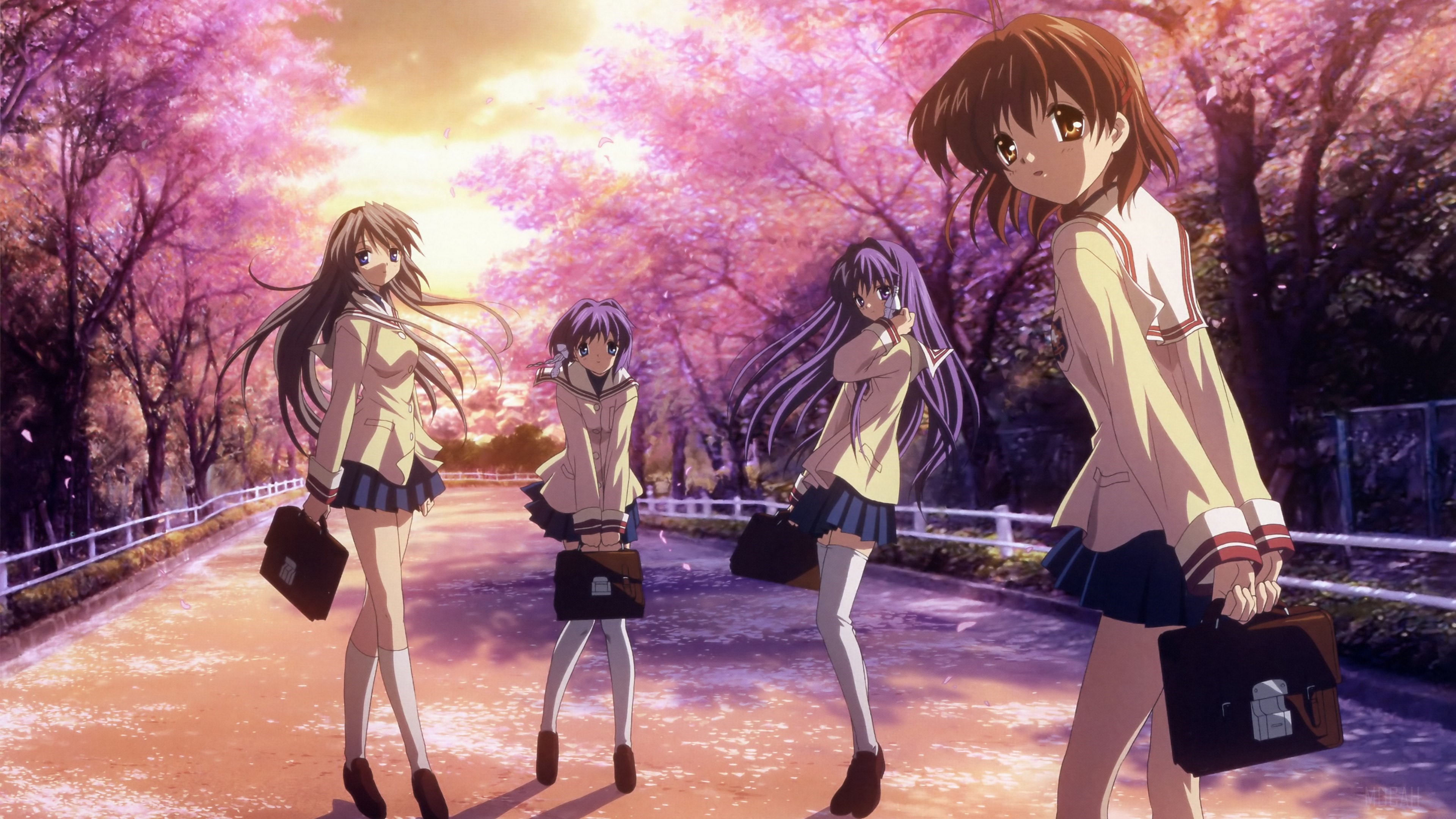 Kyou Fujibayashi Nagisa Furukawa Ryou Fujibayashi Tomoyo Sakagami HD Wallpaper
