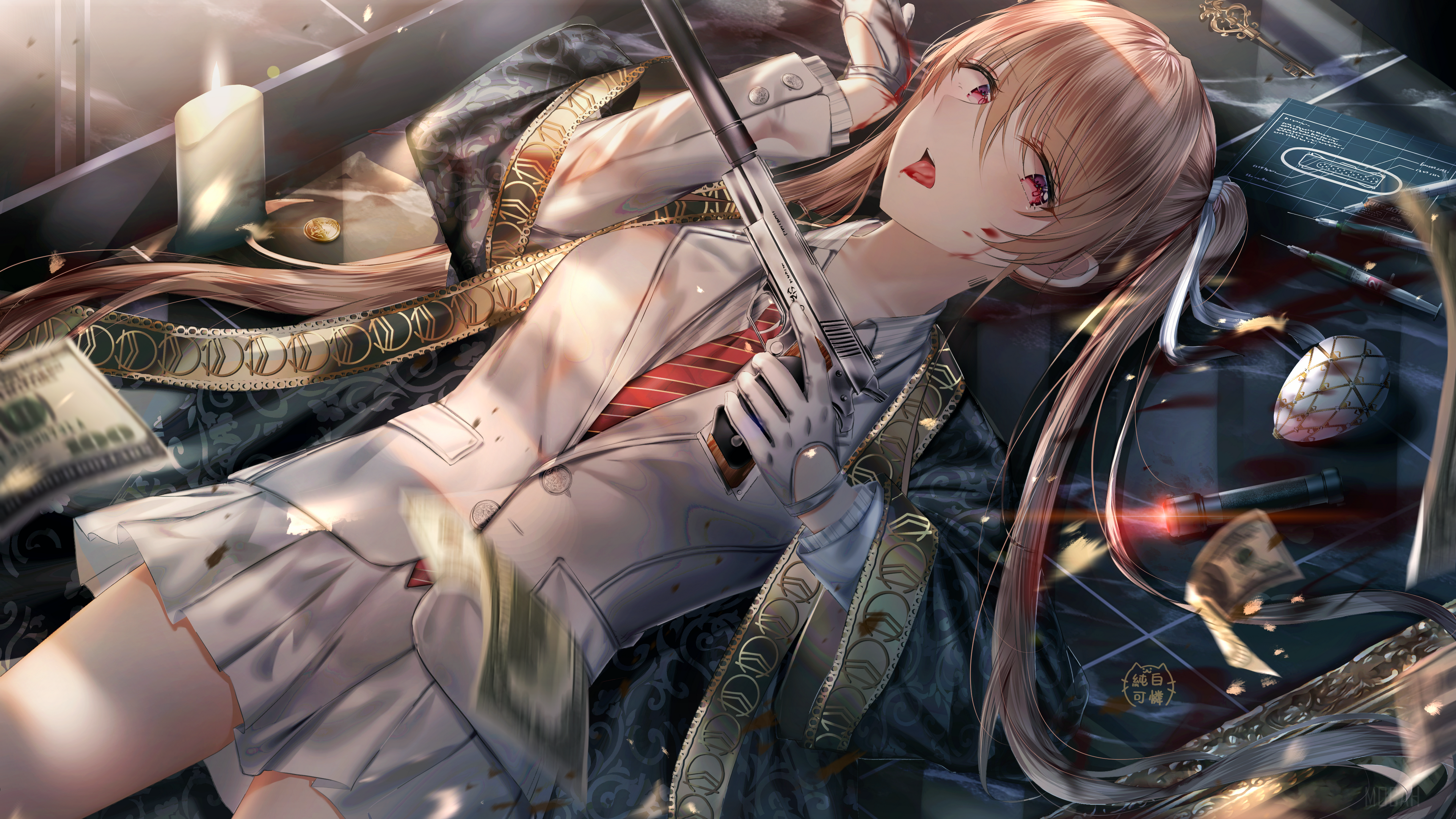 Girl with Gun and Money 4K HD Wallpaper