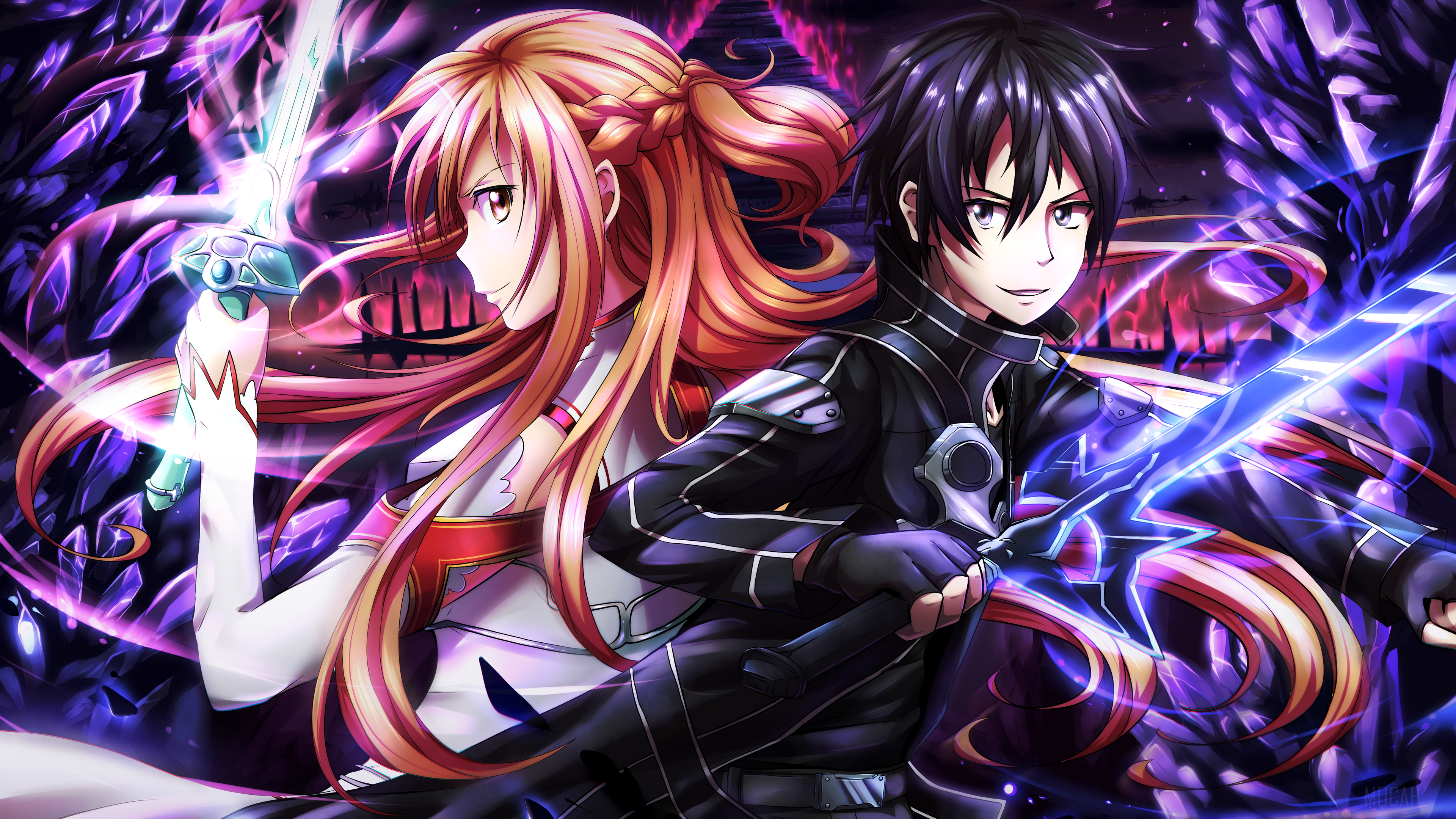 Asuna Yuuki and Kazuto Kirigaya from Sword Art Online 4K HD Wallpaper
