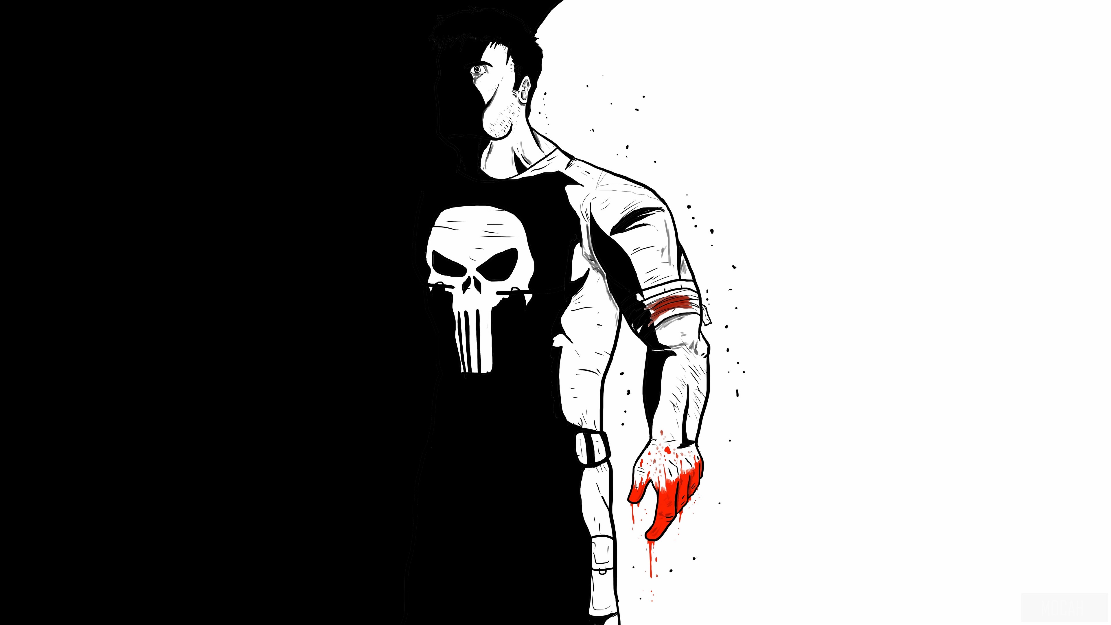 The Punisher with bloody hand HD Wallpaper