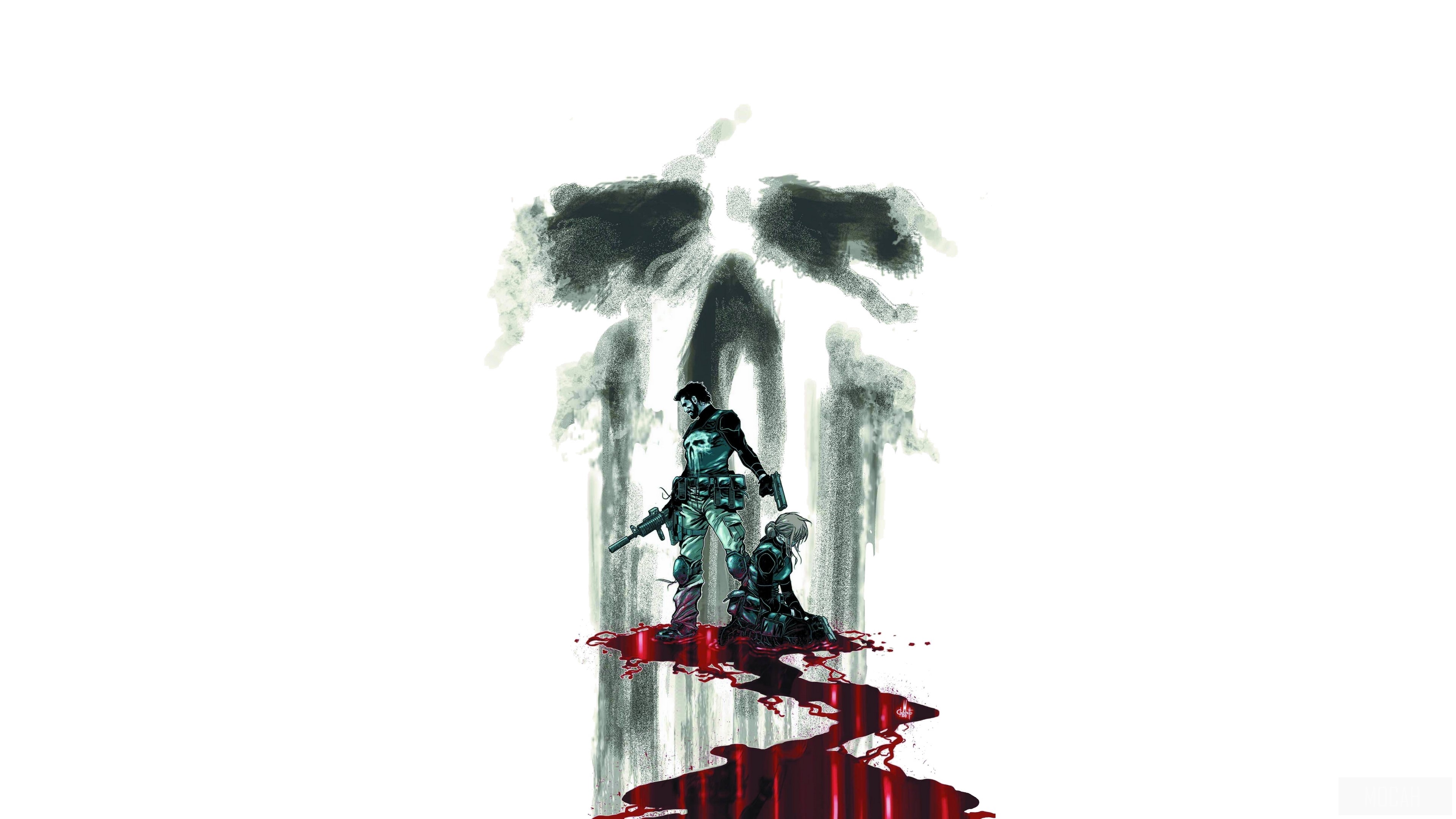 The Punisher standing in blood HD Wallpaper
