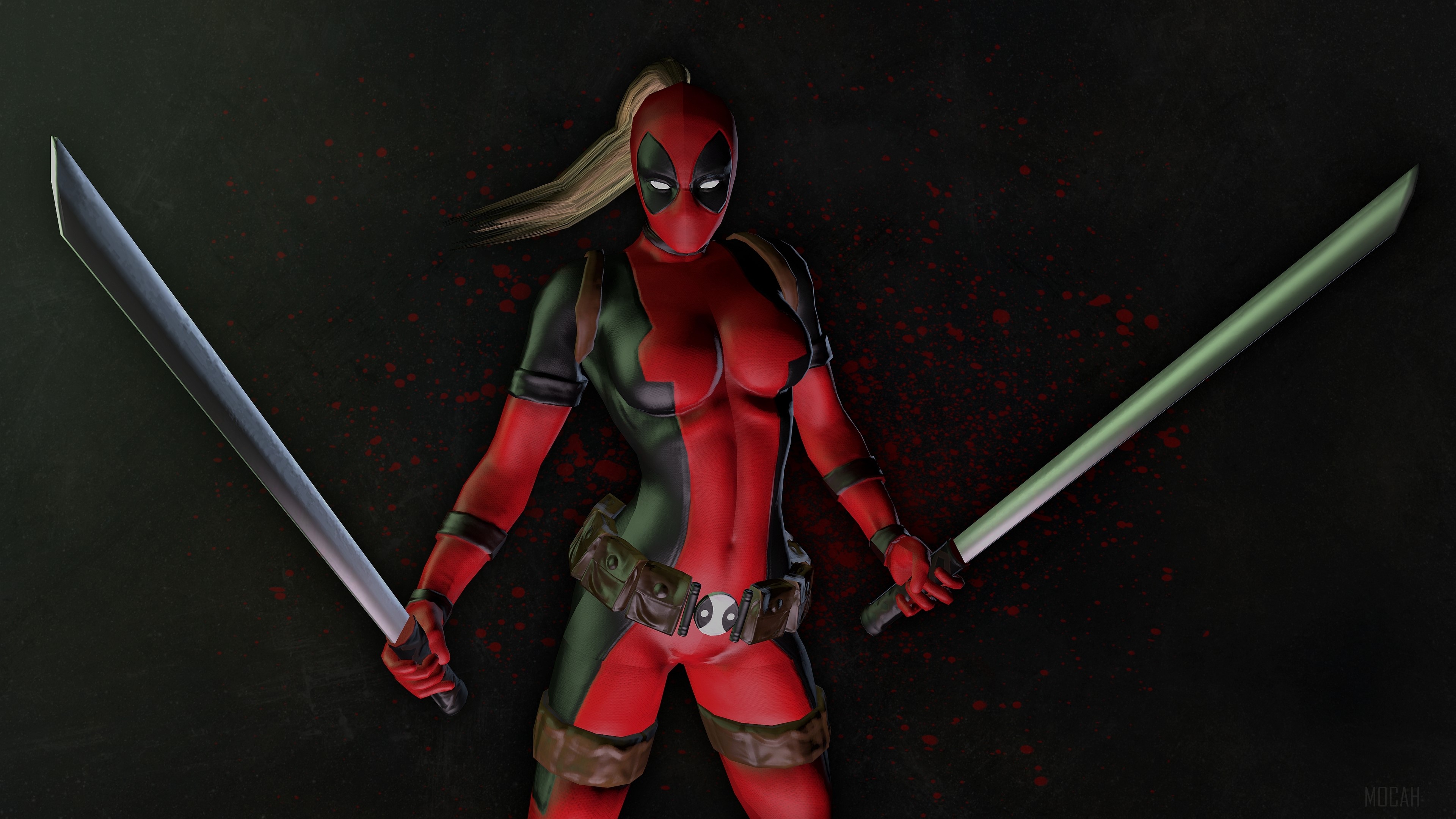 Female Deadpool with Swords 4K HD Wallpaper