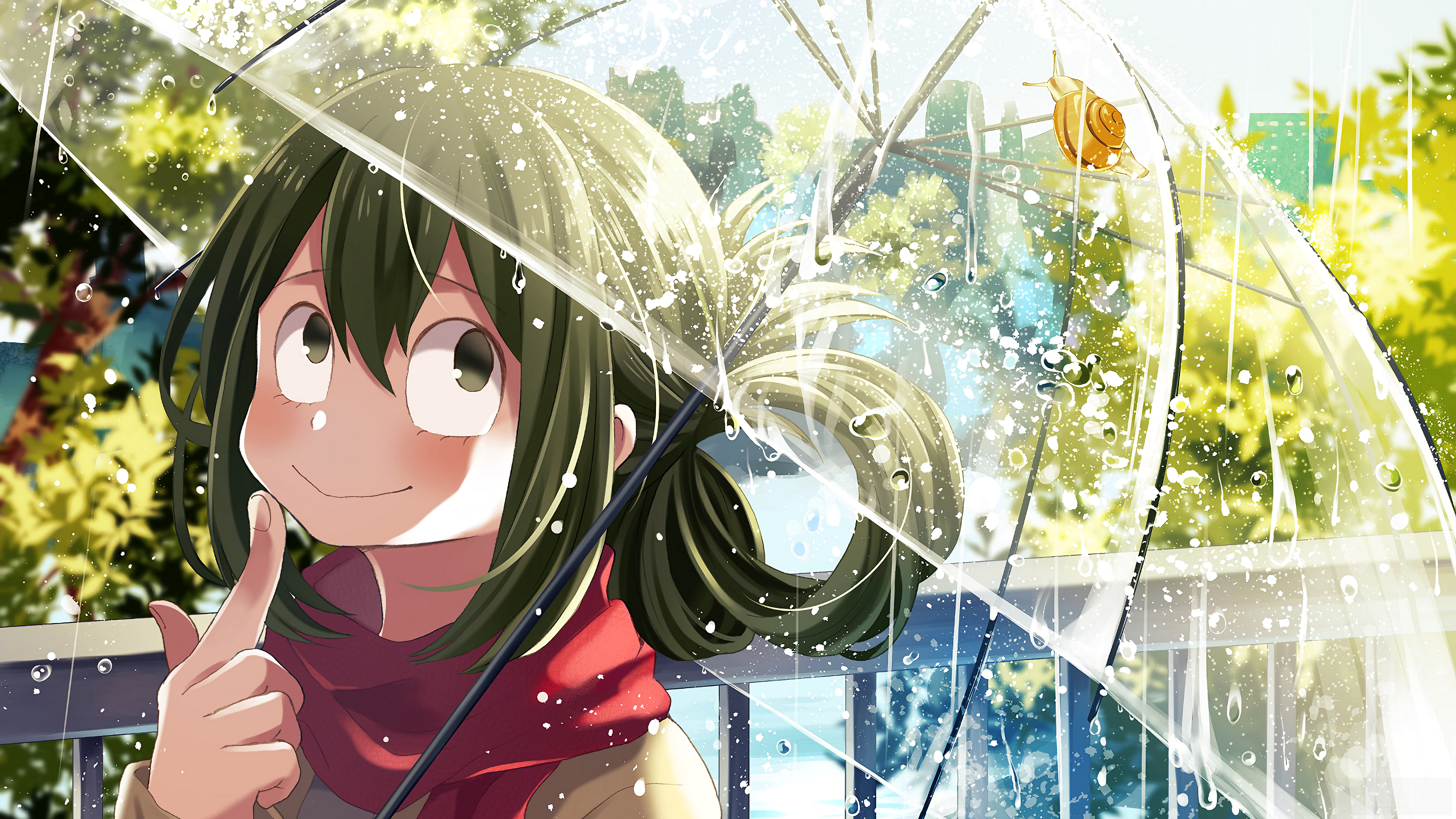 Tsuyu Asui from My Hero Academia in the rain HD Wallpaper