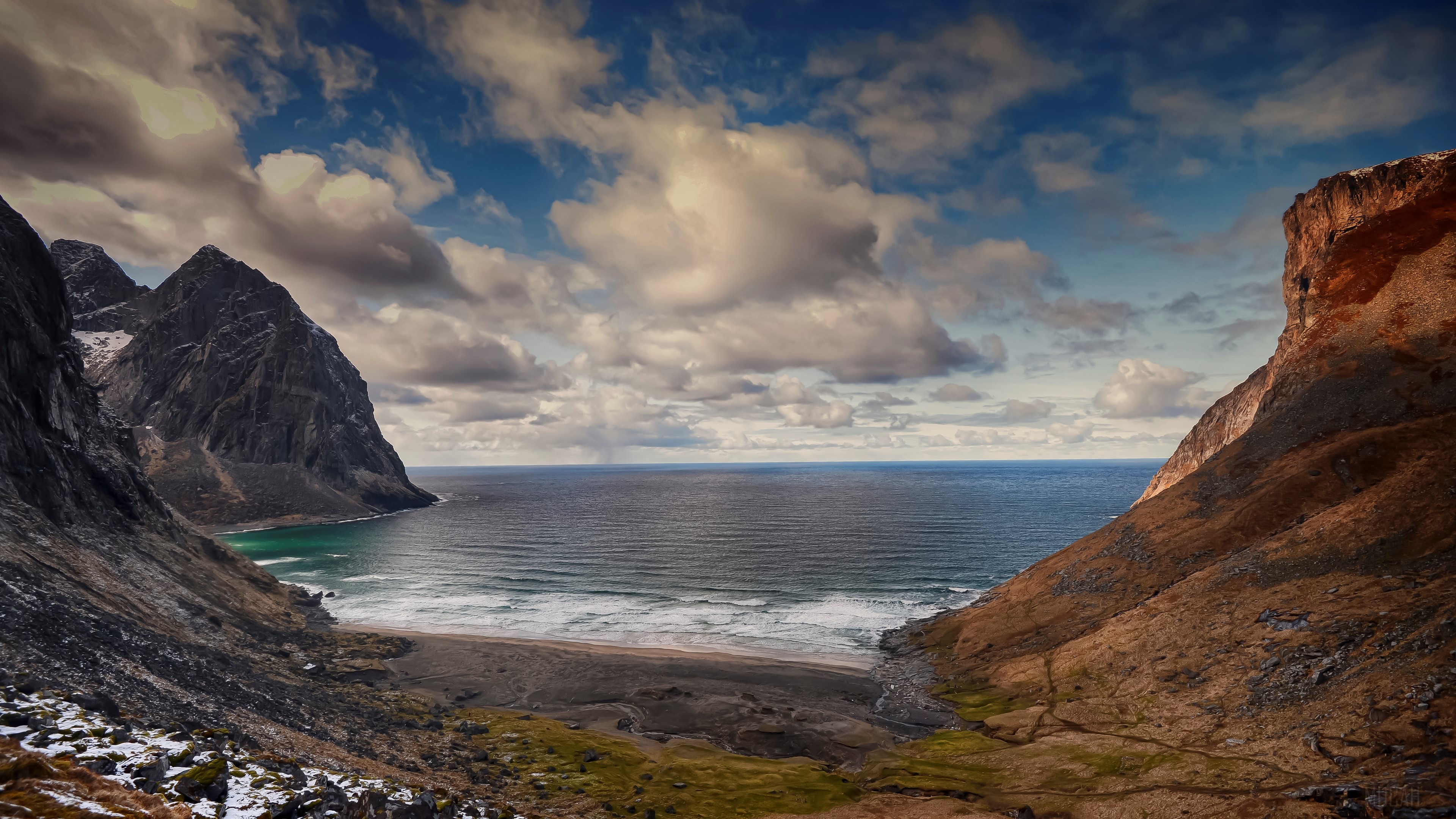 Kvalvika Beach, Lofoten Islands, Norway Seascape 4K HD Wallpaper