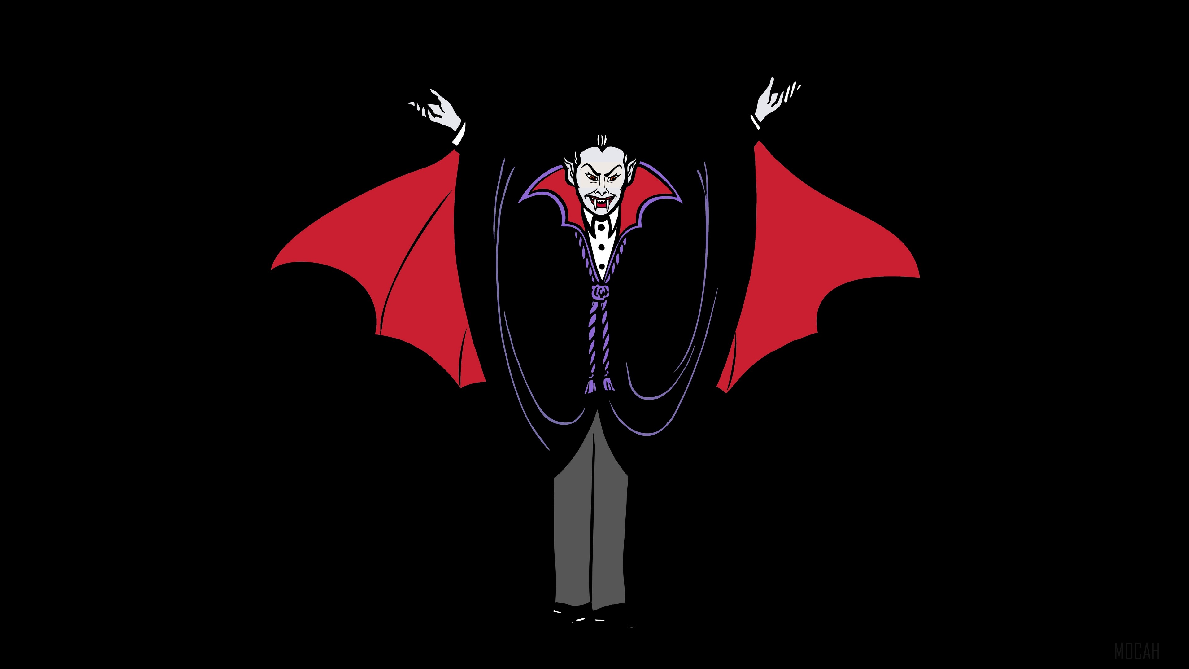 Vampire in a black cape with red lining HD Wallpaper