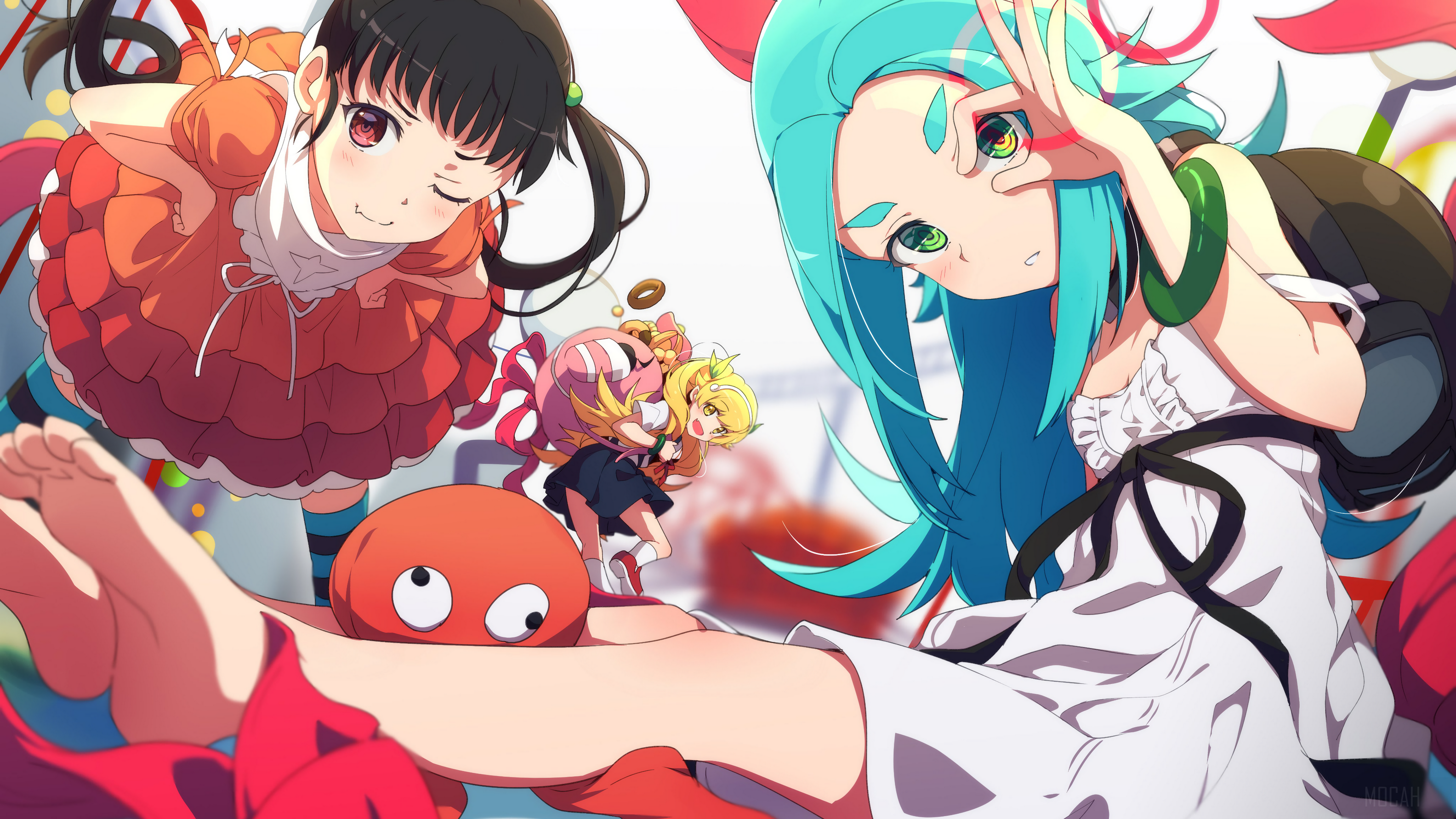 Mayoi Hachikuji Shinobu Oshino Yotsugi Ononoki HD Wallpaper
