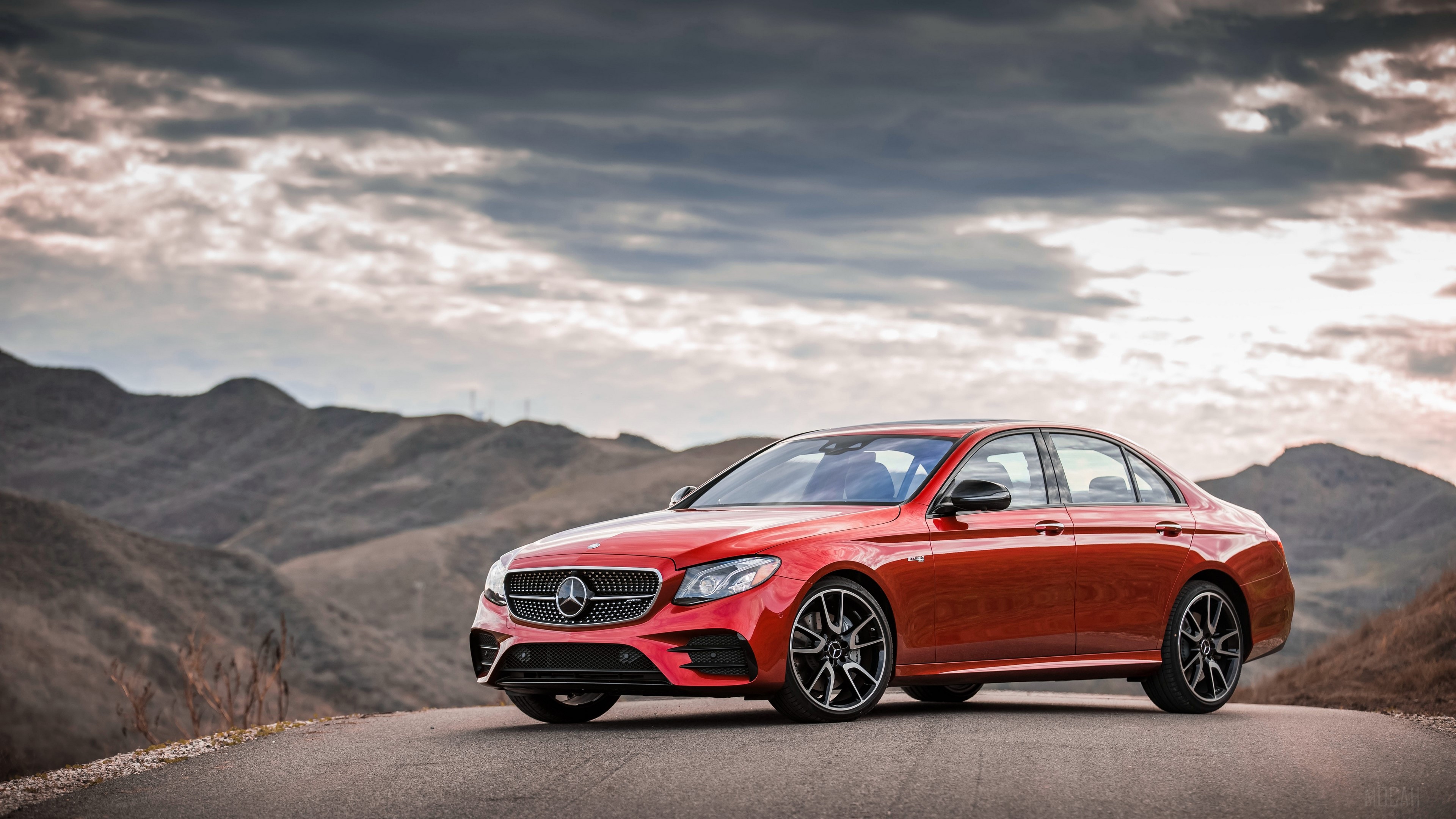 Red Mercedes-Benz E-Class Sedan 4K HD Wallpaper