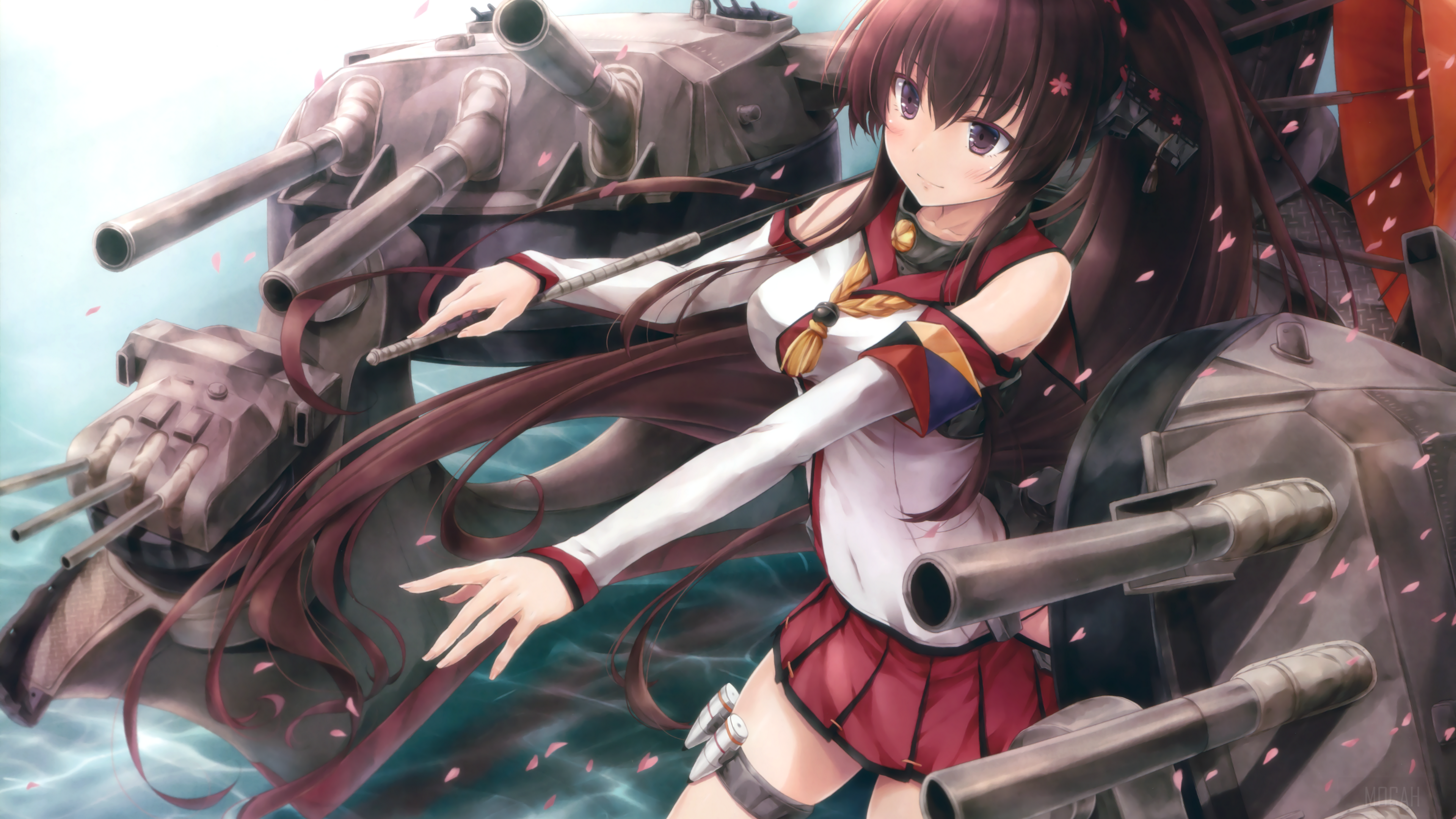 Yamato from Kantai Collection with Ship Guns HD Wallpaper