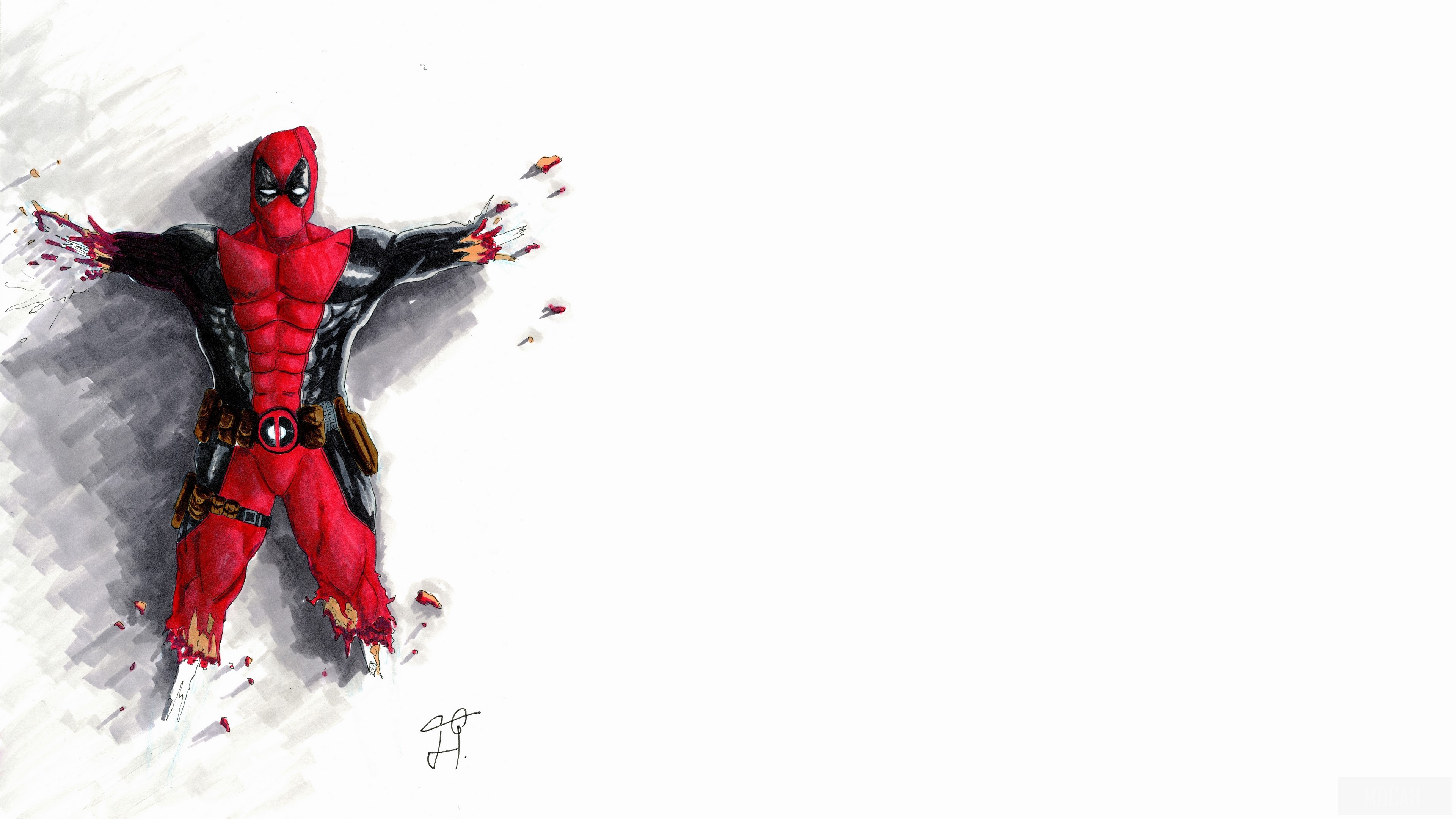Deadpool from Marvel lying on the ground HD Wallpaper