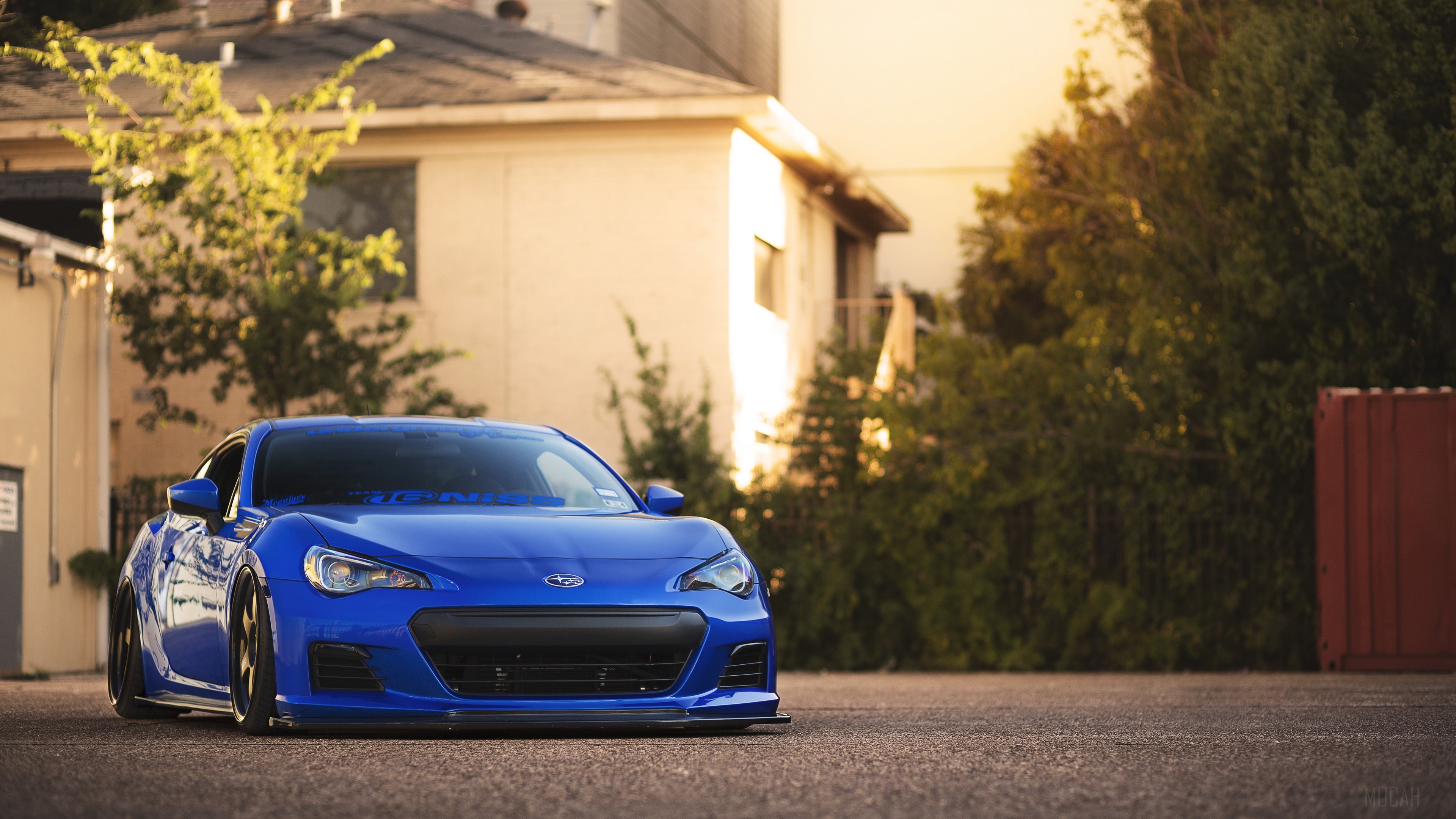Blue Subaru BRZ sports car parked HD Wallpaper