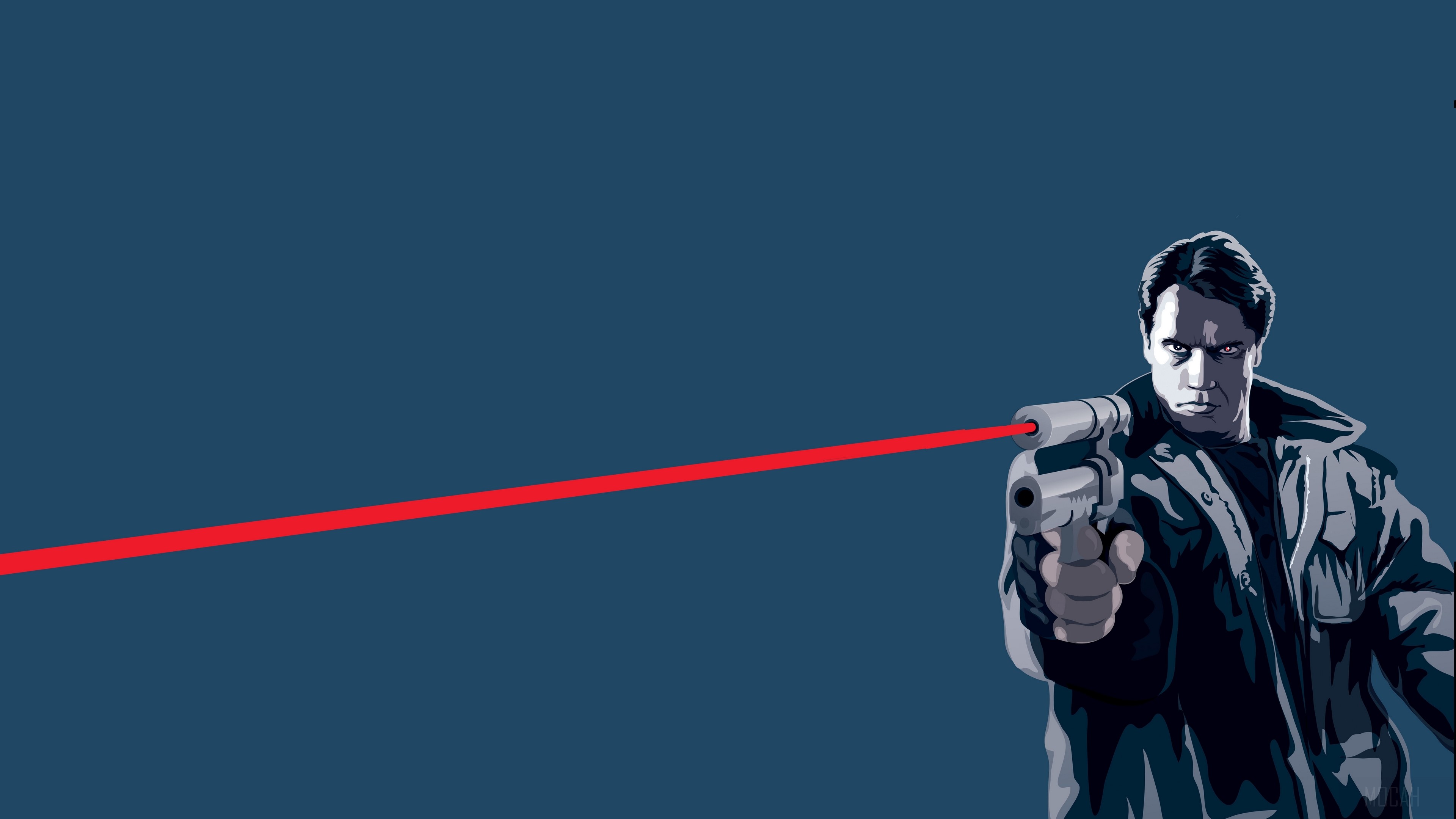 Terminator with Gun and Laser HD Wallpaper