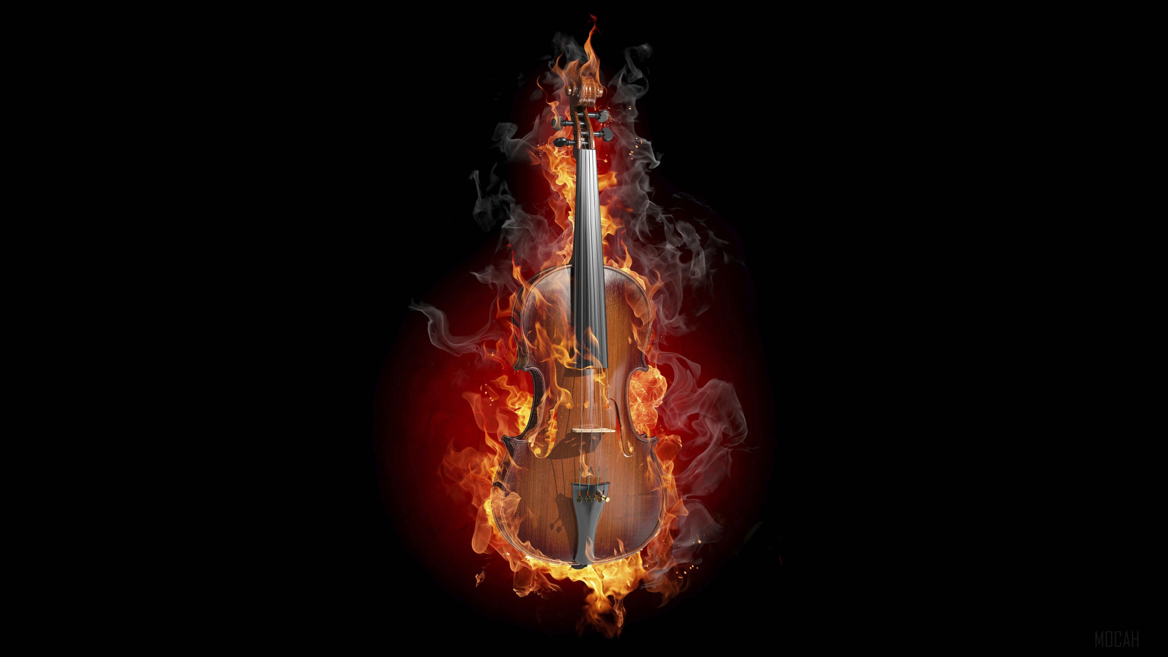 Violin on fire HD Wallpaper