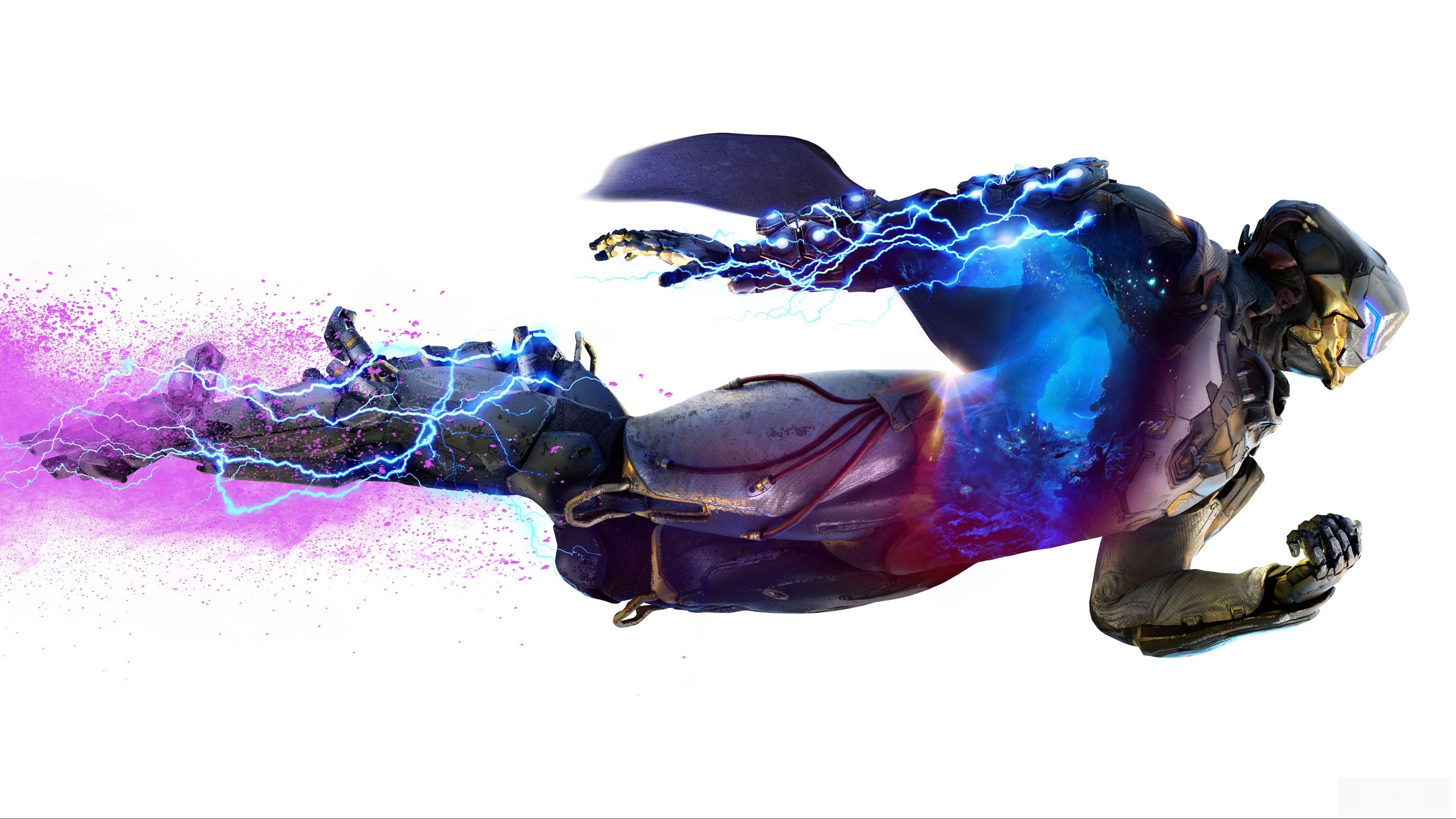 4K Sci-fi Warrior with Energy Effects HD Wallpaper