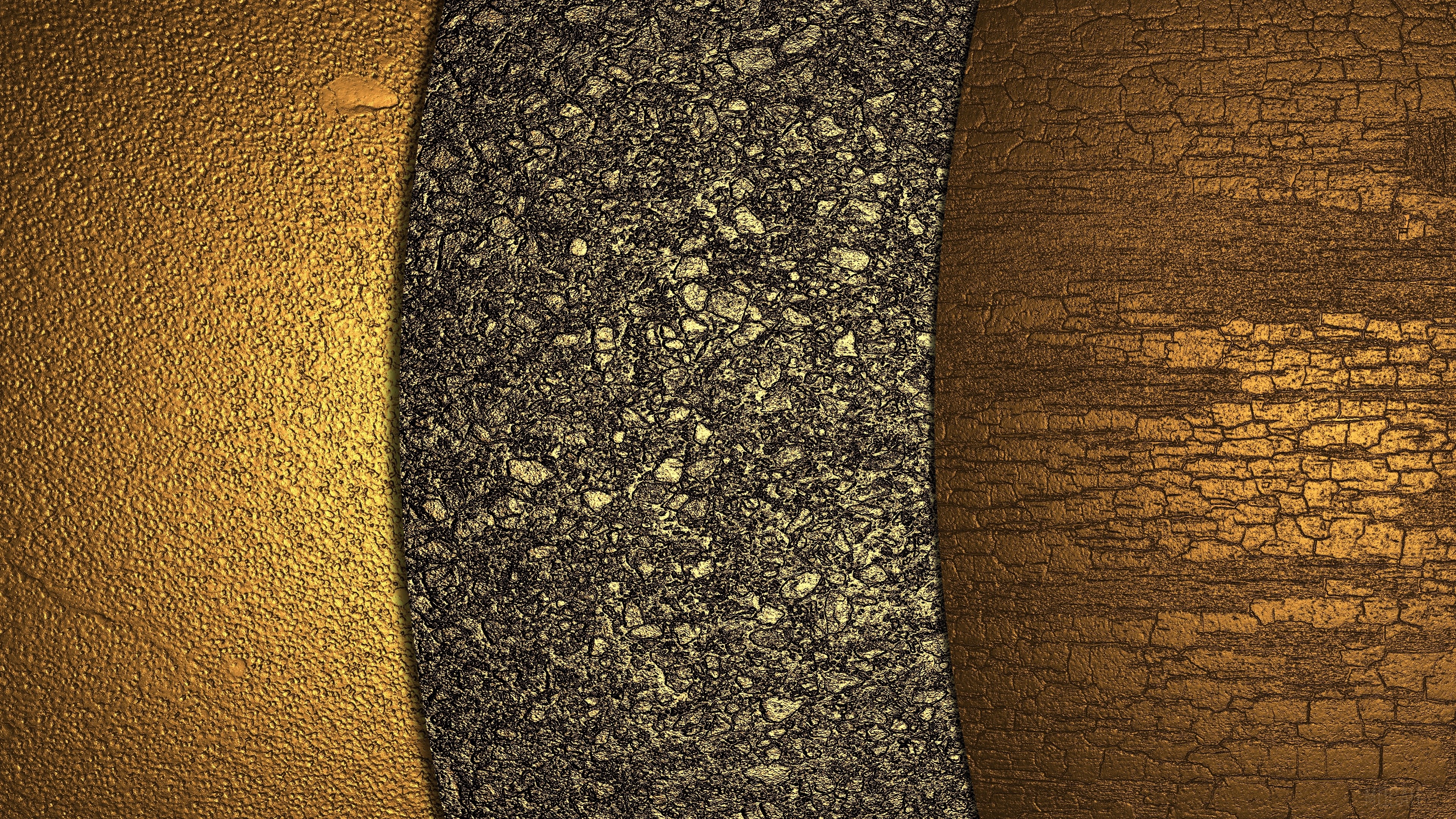 Golden, Asphalt, and Cracked Texture 4K HD Wallpaper