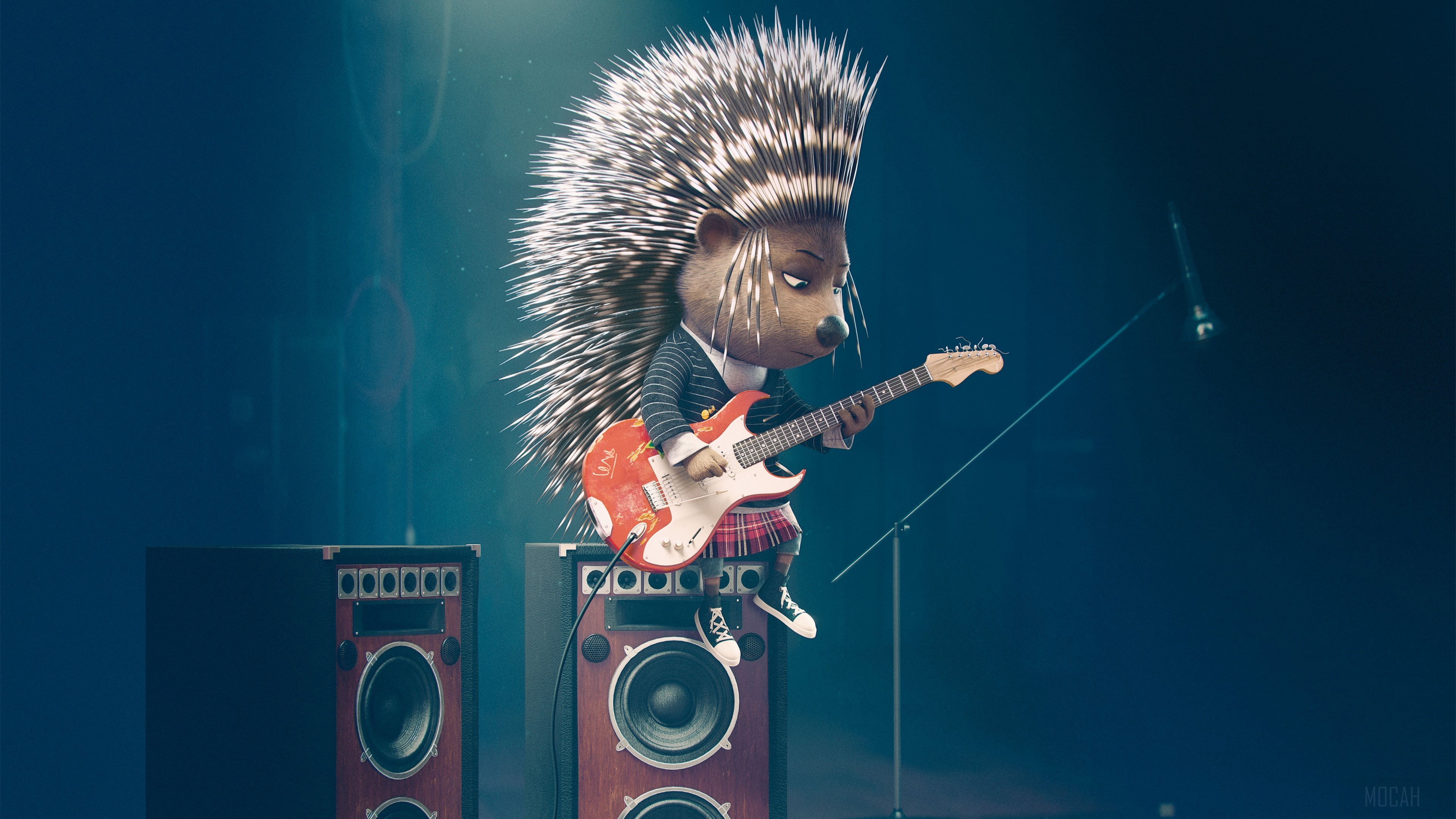 Ash from Sing playing guitar HD Wallpaper