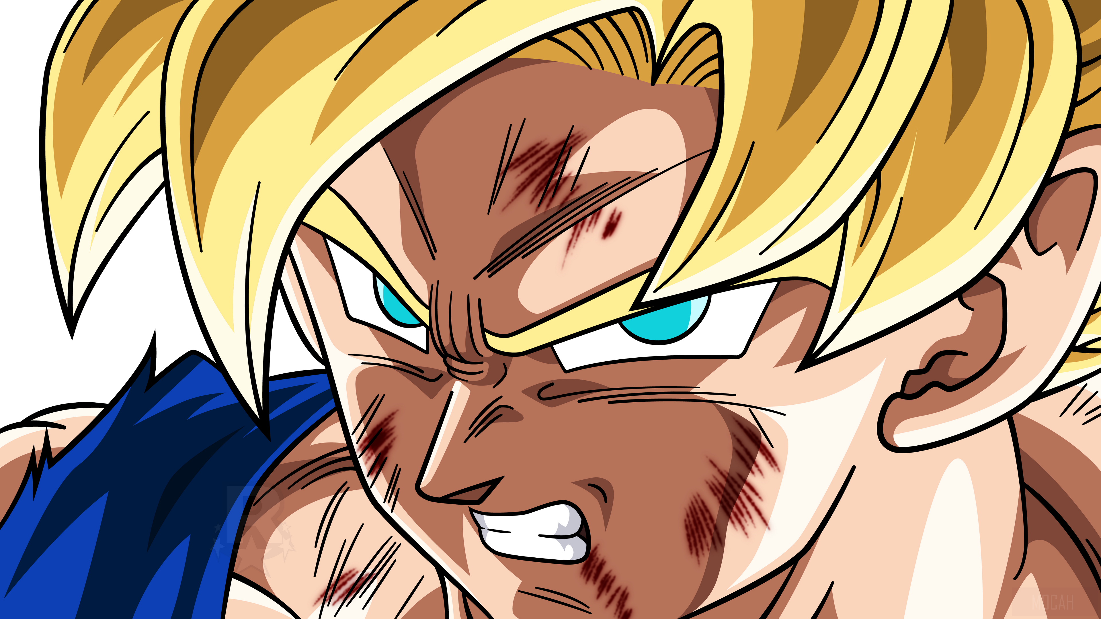 Goku from Dragon Ball Z with battle scars HD Wallpaper