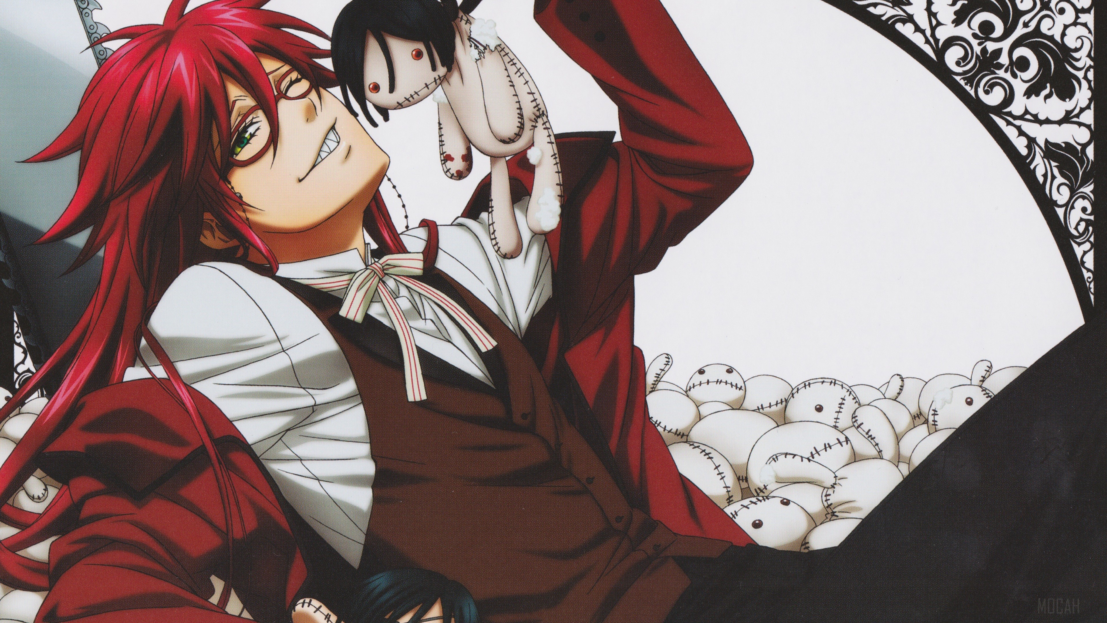 Grell Sutcliff from Black Butler holding a doll HD Wallpaper