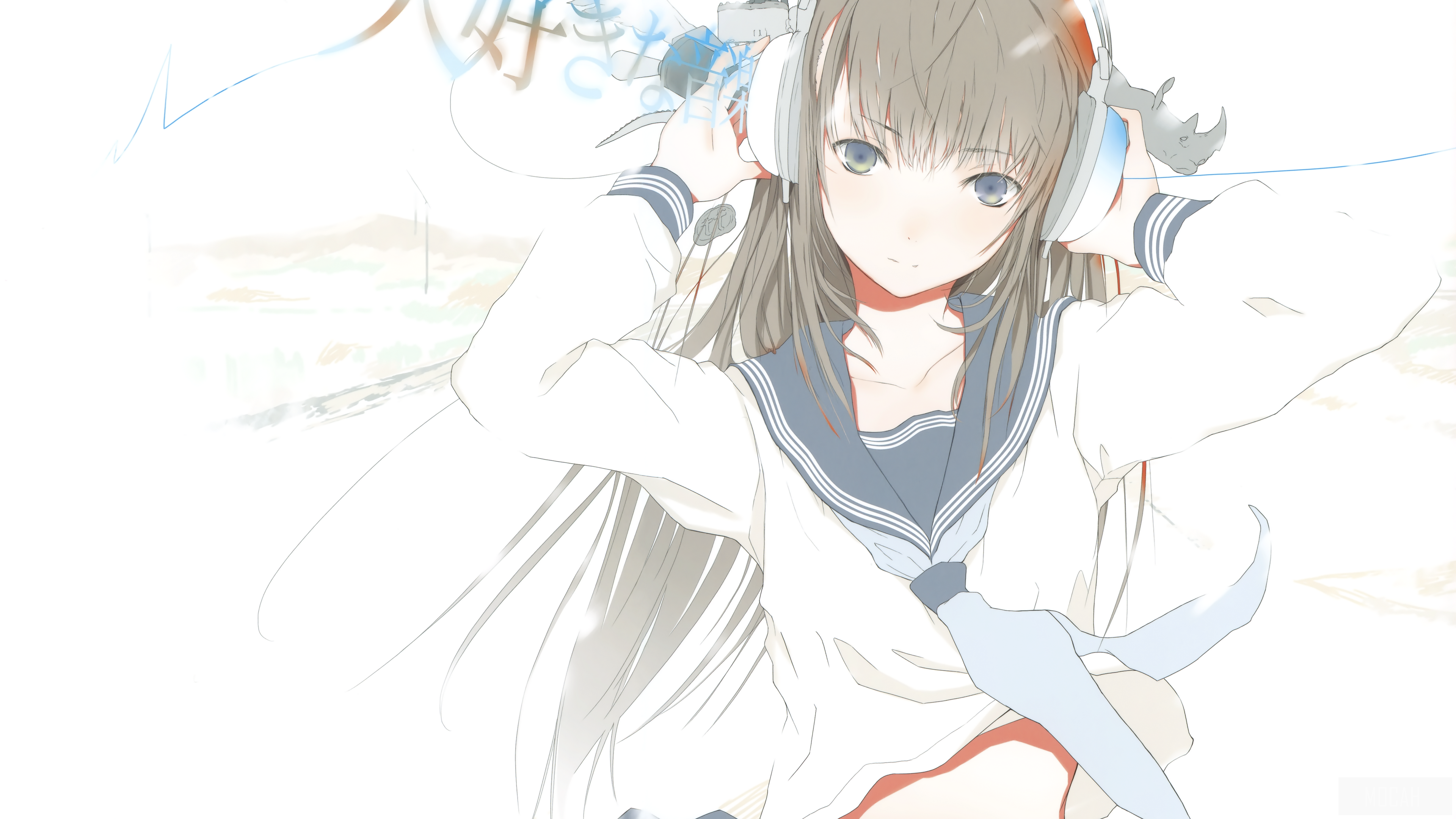 Girl with headphones in sailor uniform HD Wallpaper