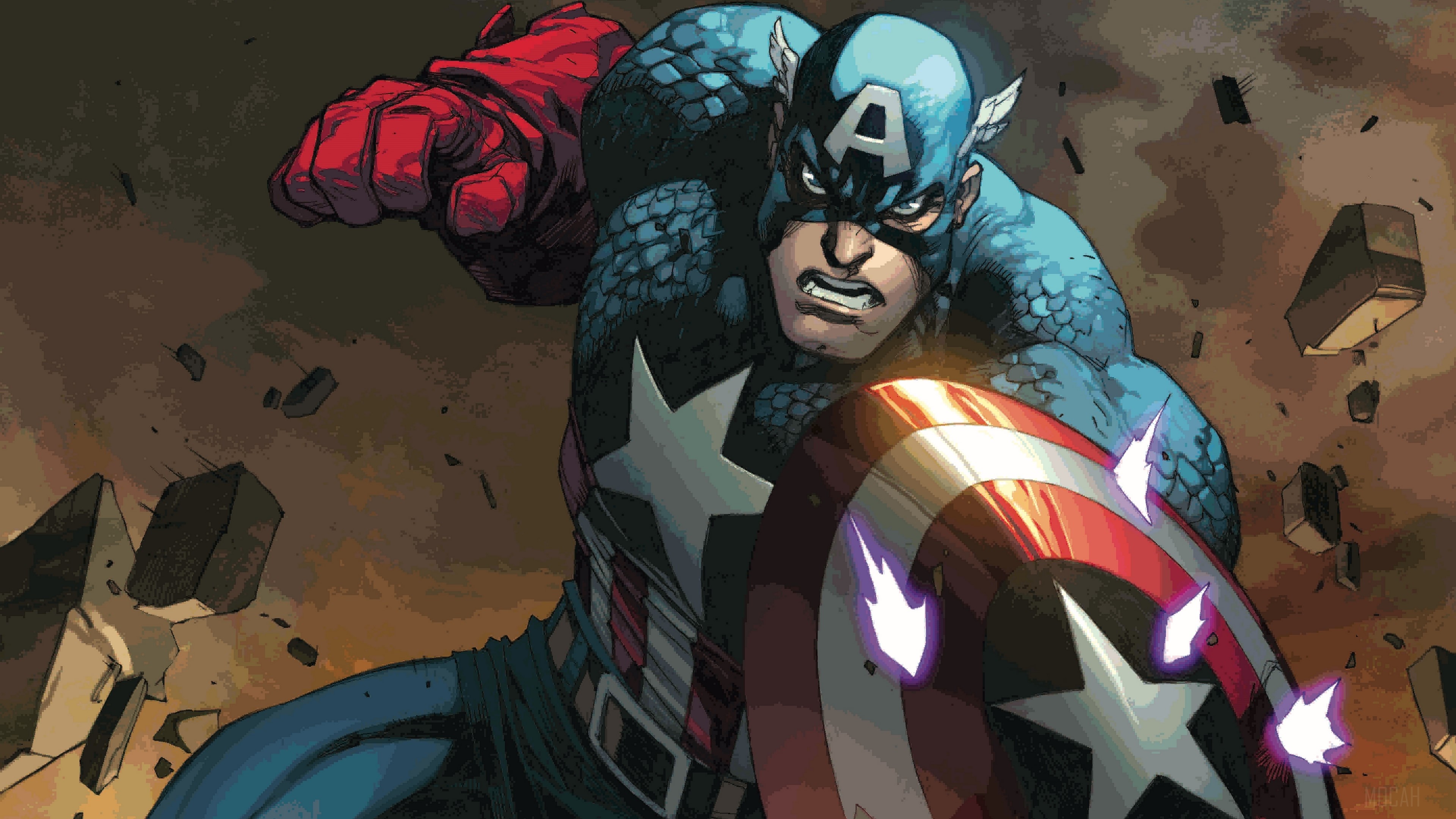 Captain America in Action HD Wallpaper
