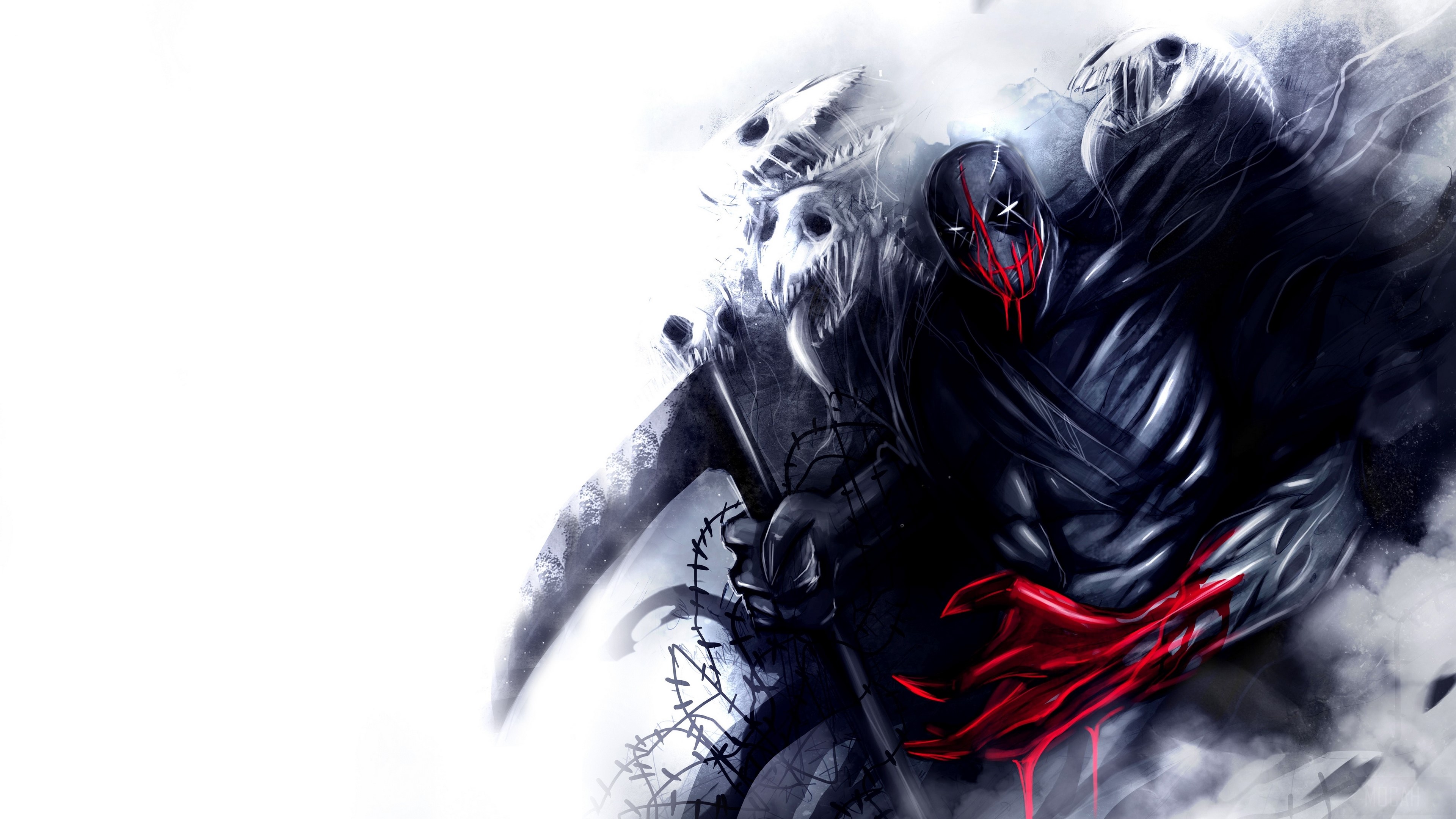 Grim Reaper with Skulls and Scythe 4K HD Wallpaper