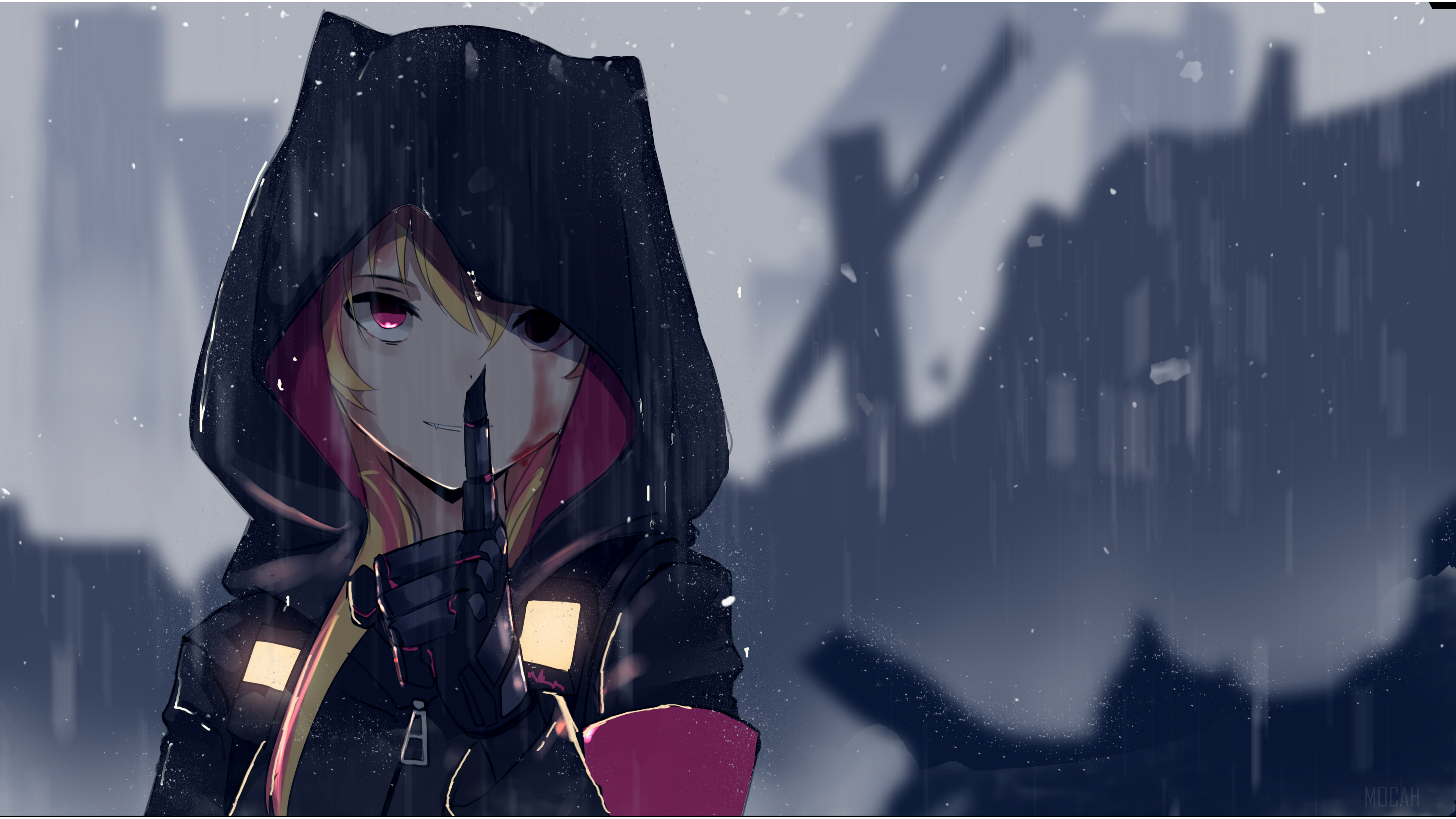 M4 Sopmod II in the rain 4K HD Wallpaper