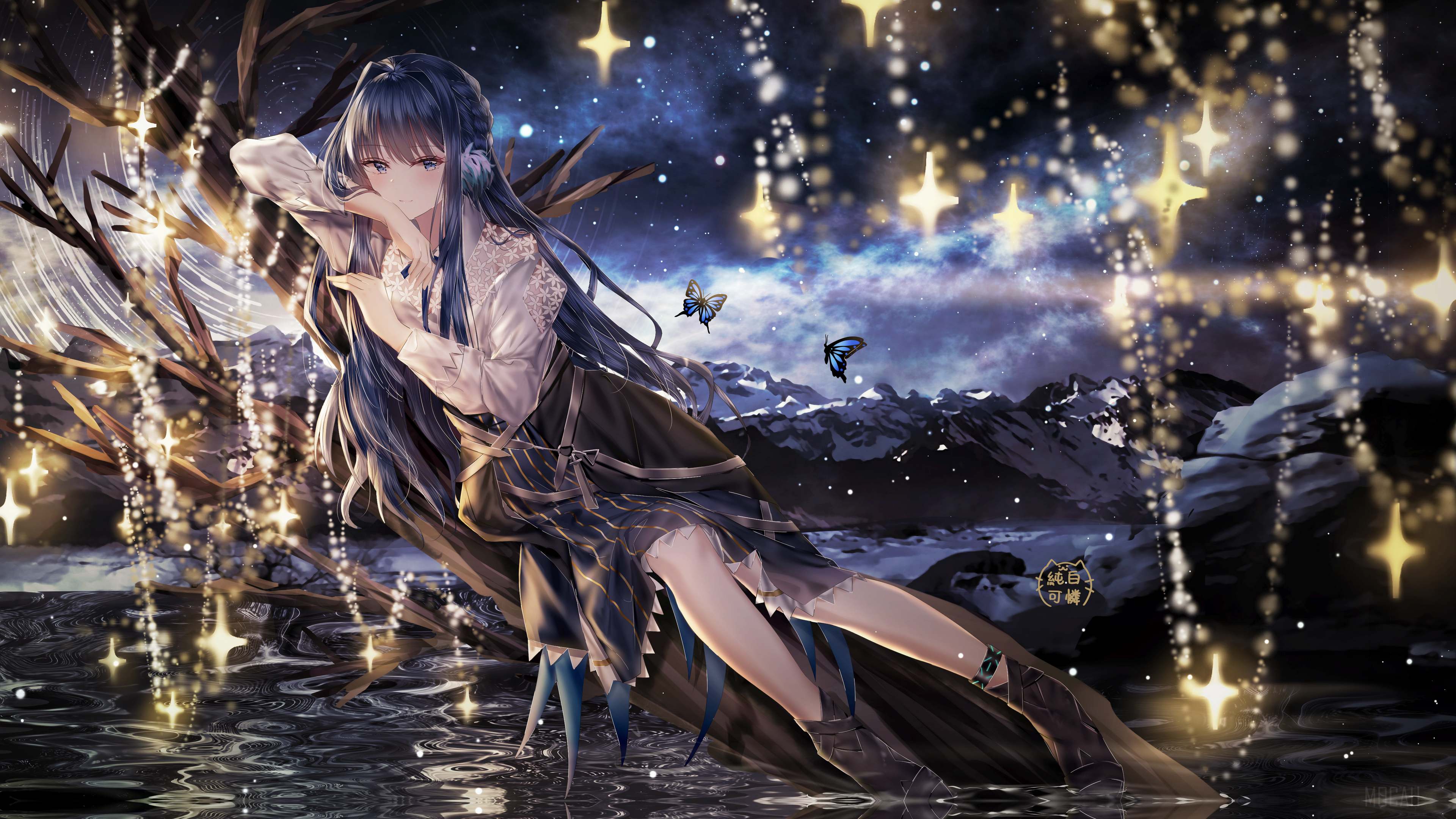 Serene Night by the Mountain Lake 4K HD Wallpaper