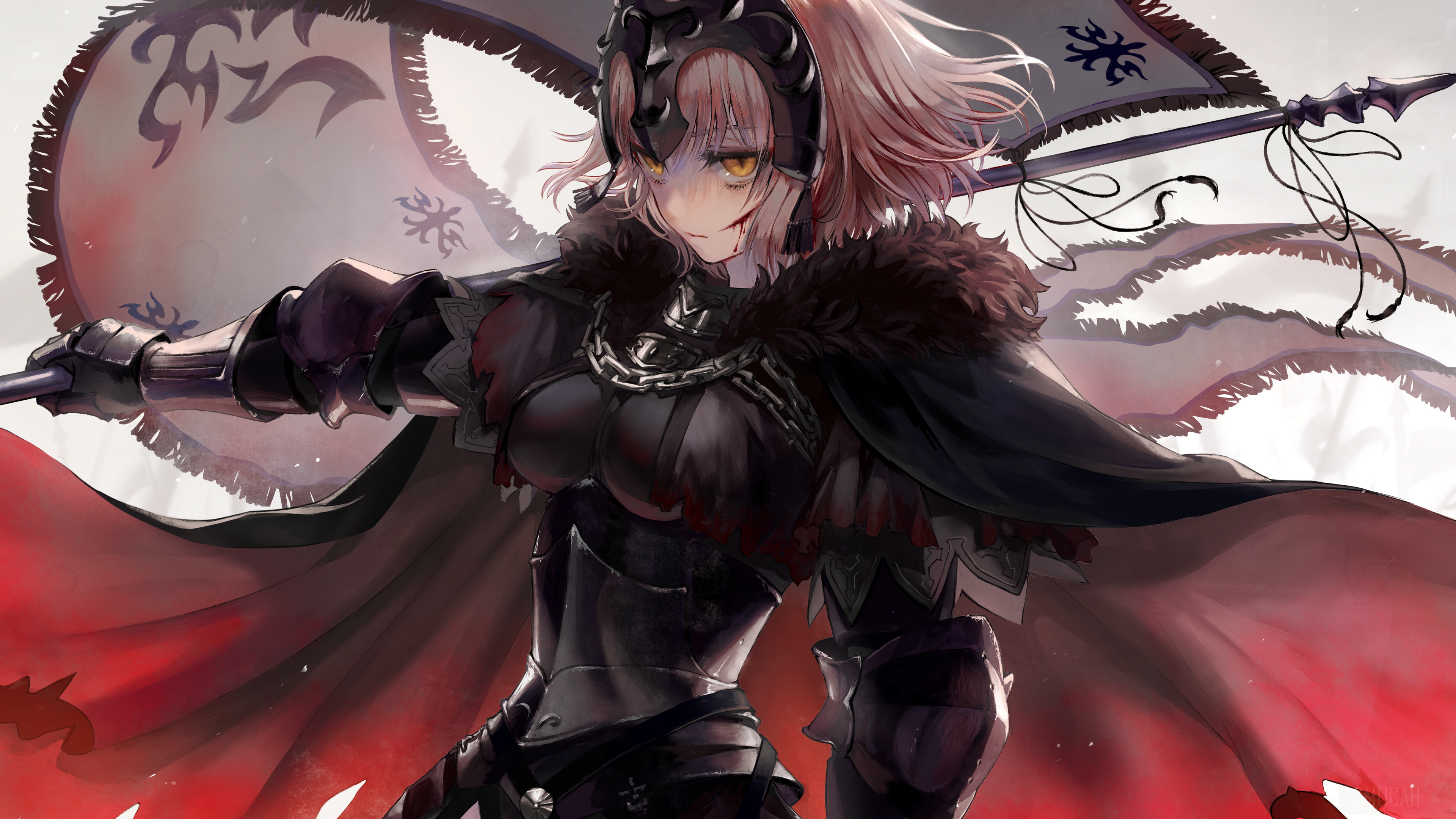 Jeanne d'Arc Alter from Fate/Grand Order holding a banner HD Wallpaper