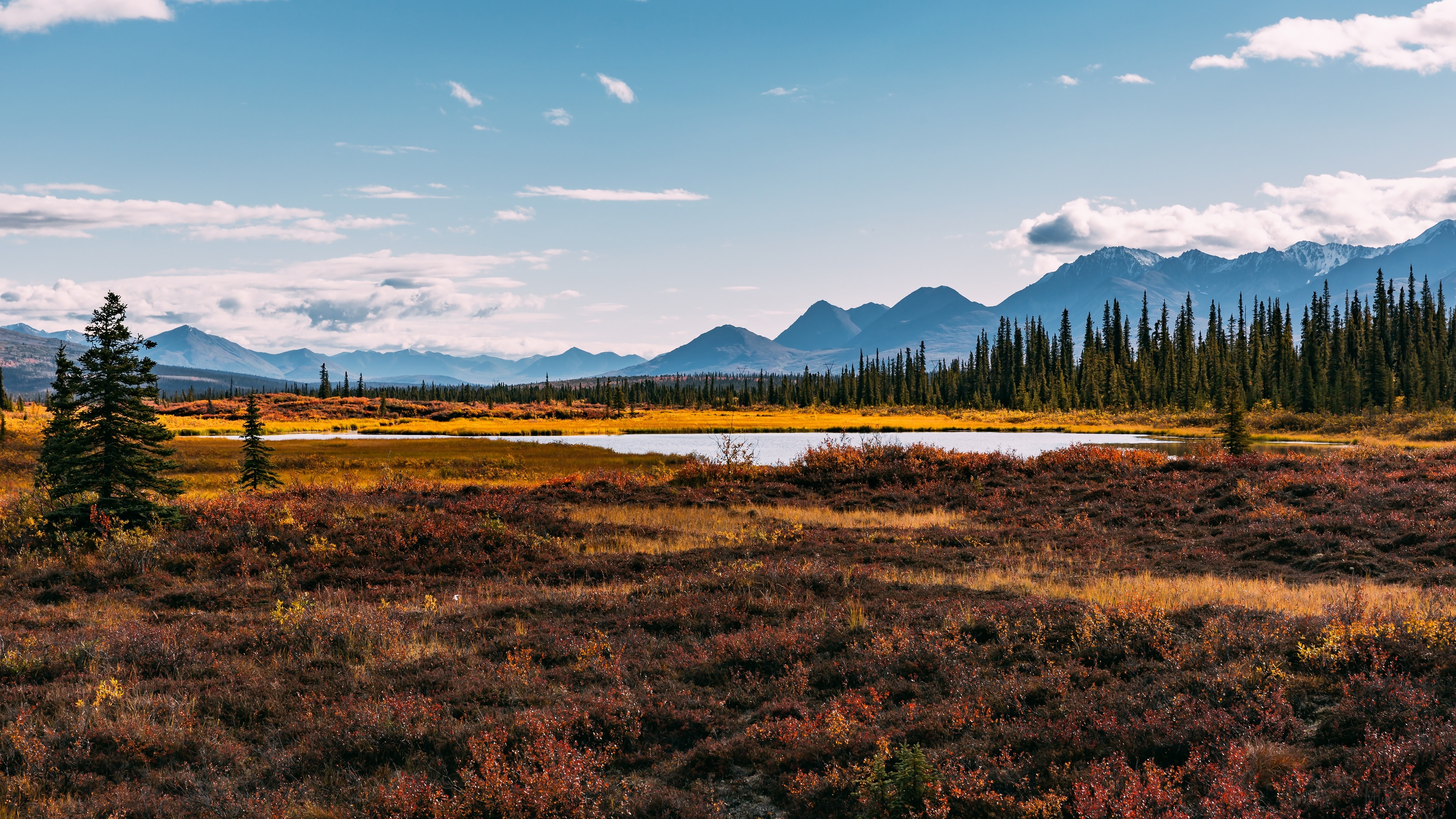 Autumn Landscape with Mountains and Lake HD Wallpaper