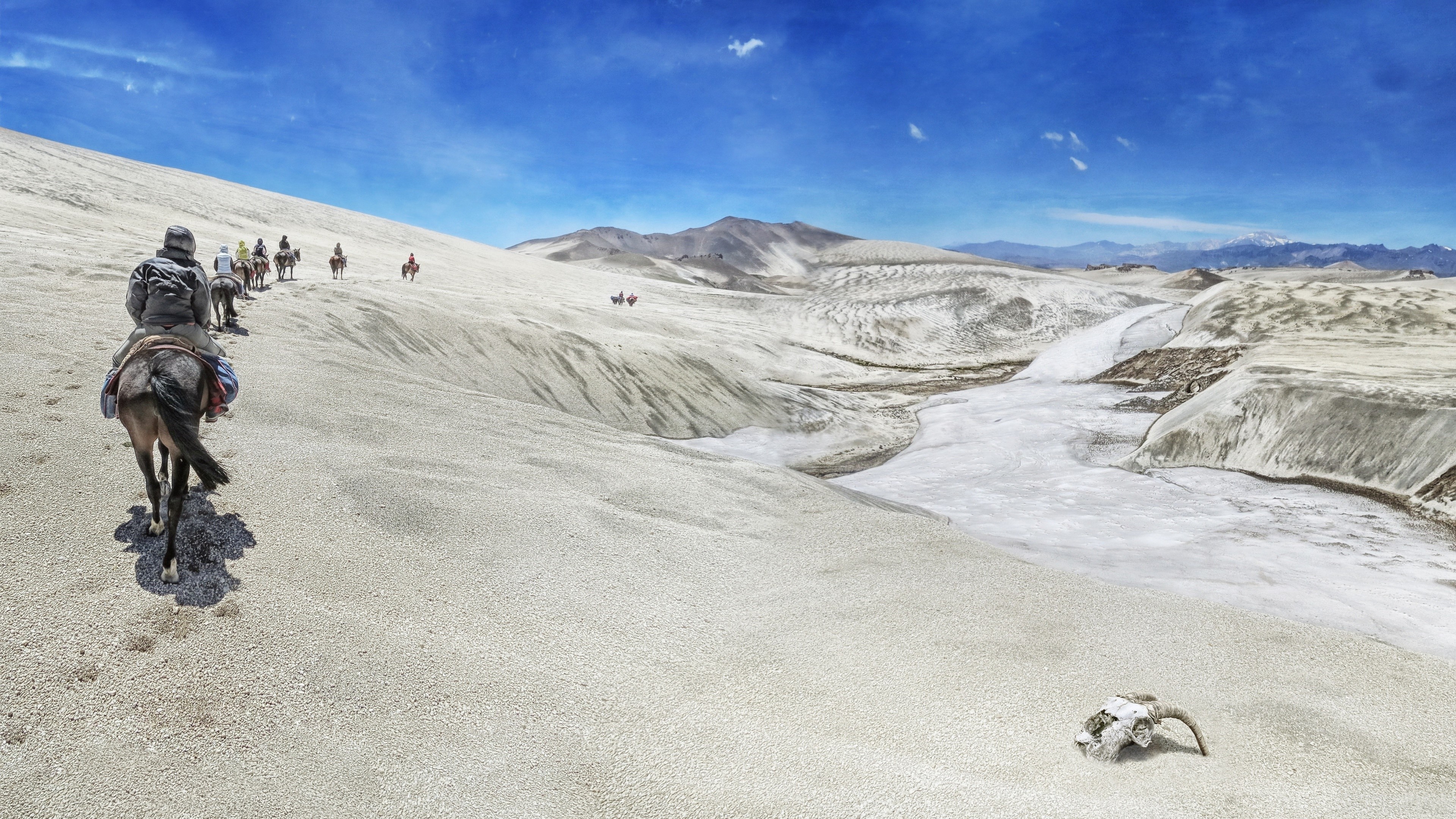 People on horseback in the Andes 4K HD Wallpaper
