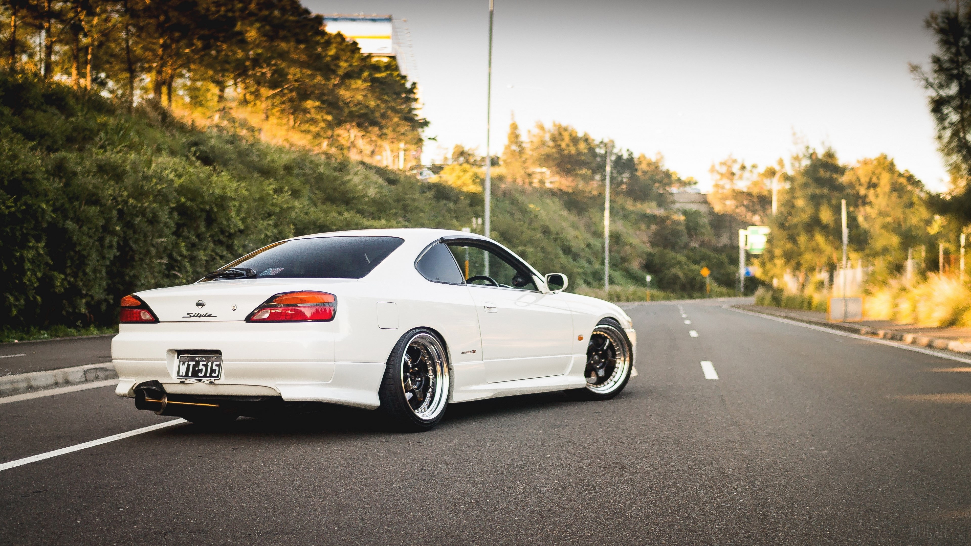 White Nissan Silvia S15 on a Road HD Wallpaper