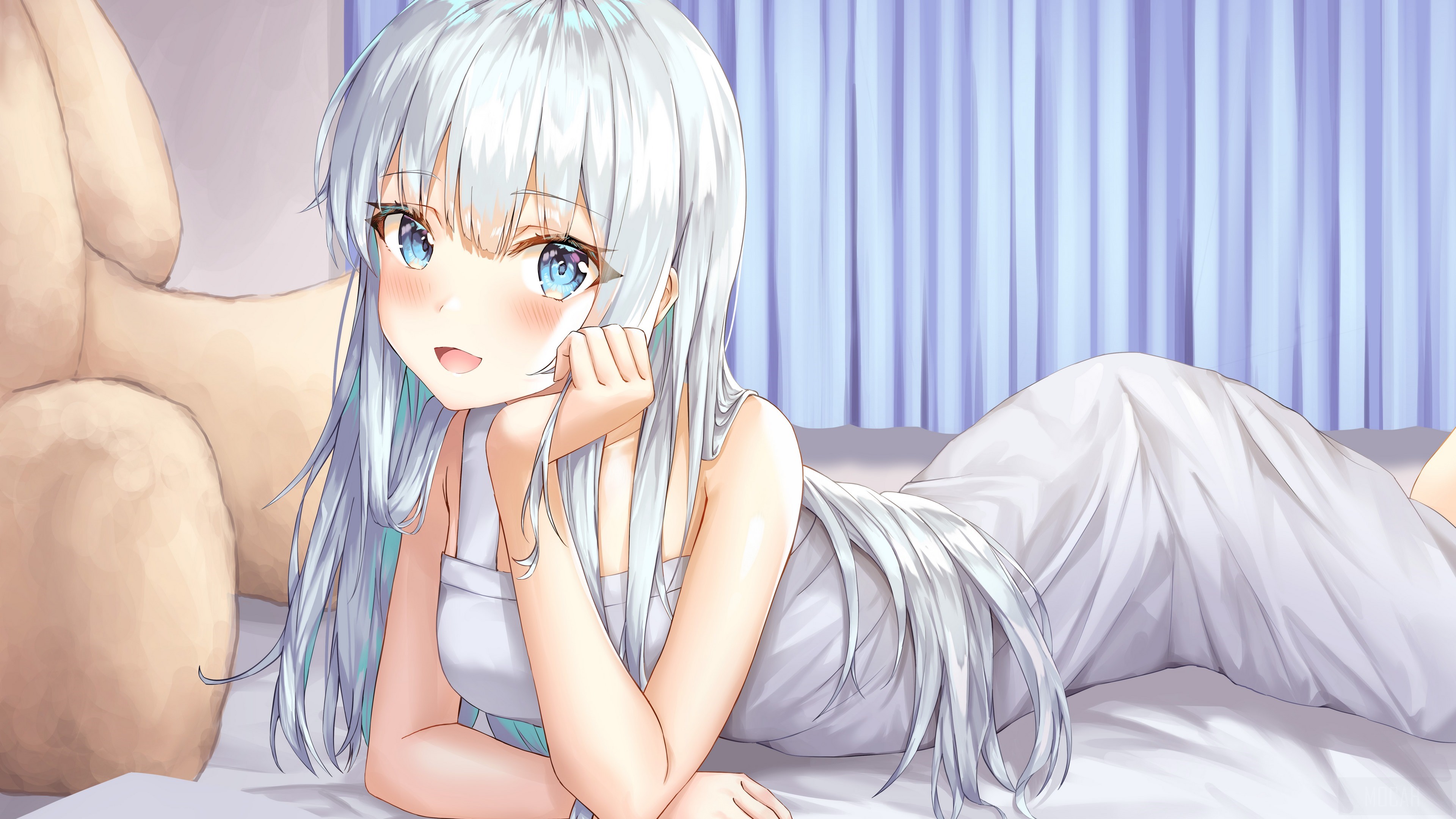 4K Anime Girl in White Dress HD Wallpaper