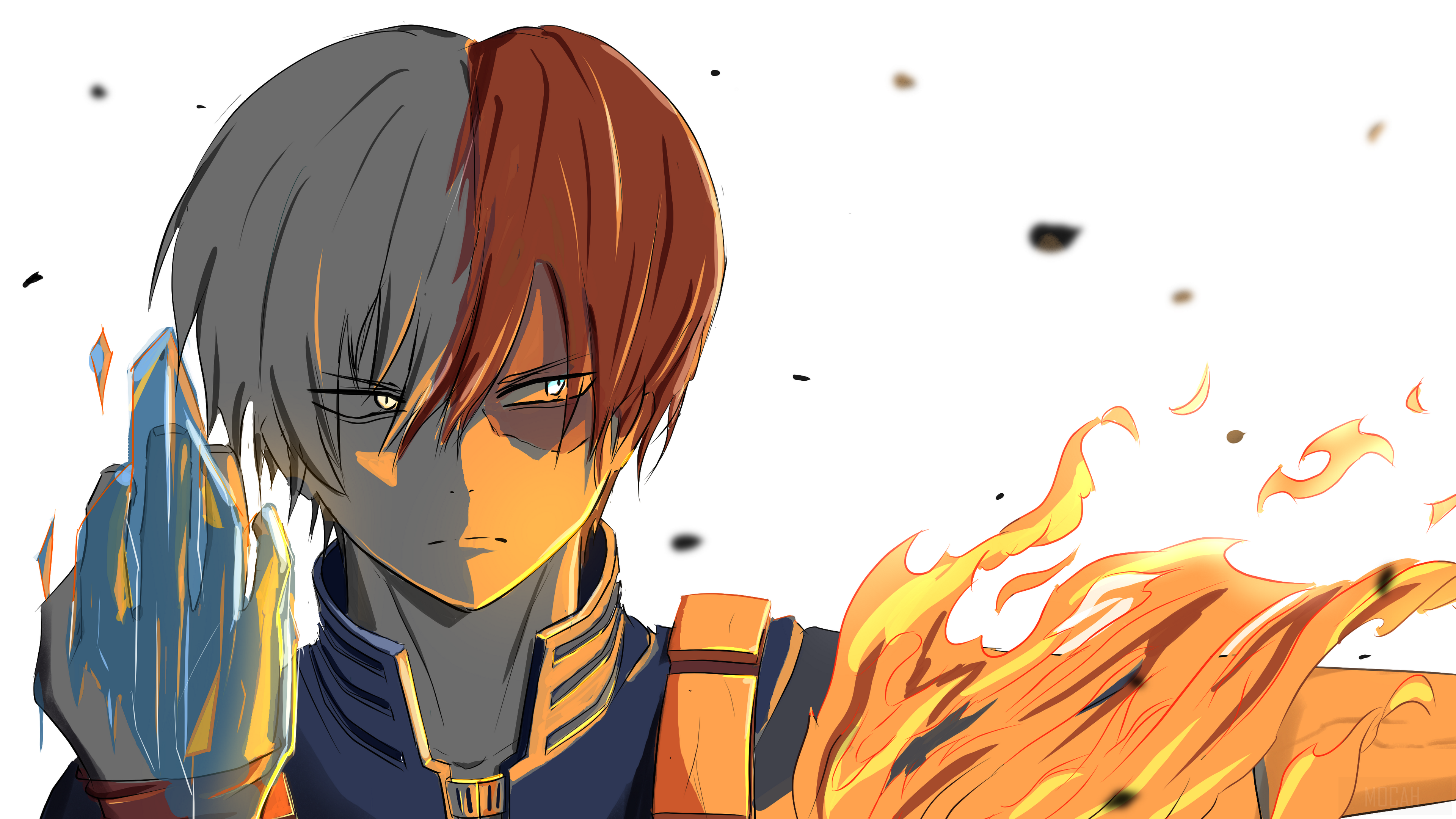Shoto Todoroki from My Hero Academia with ice and fire HD Wallpaper